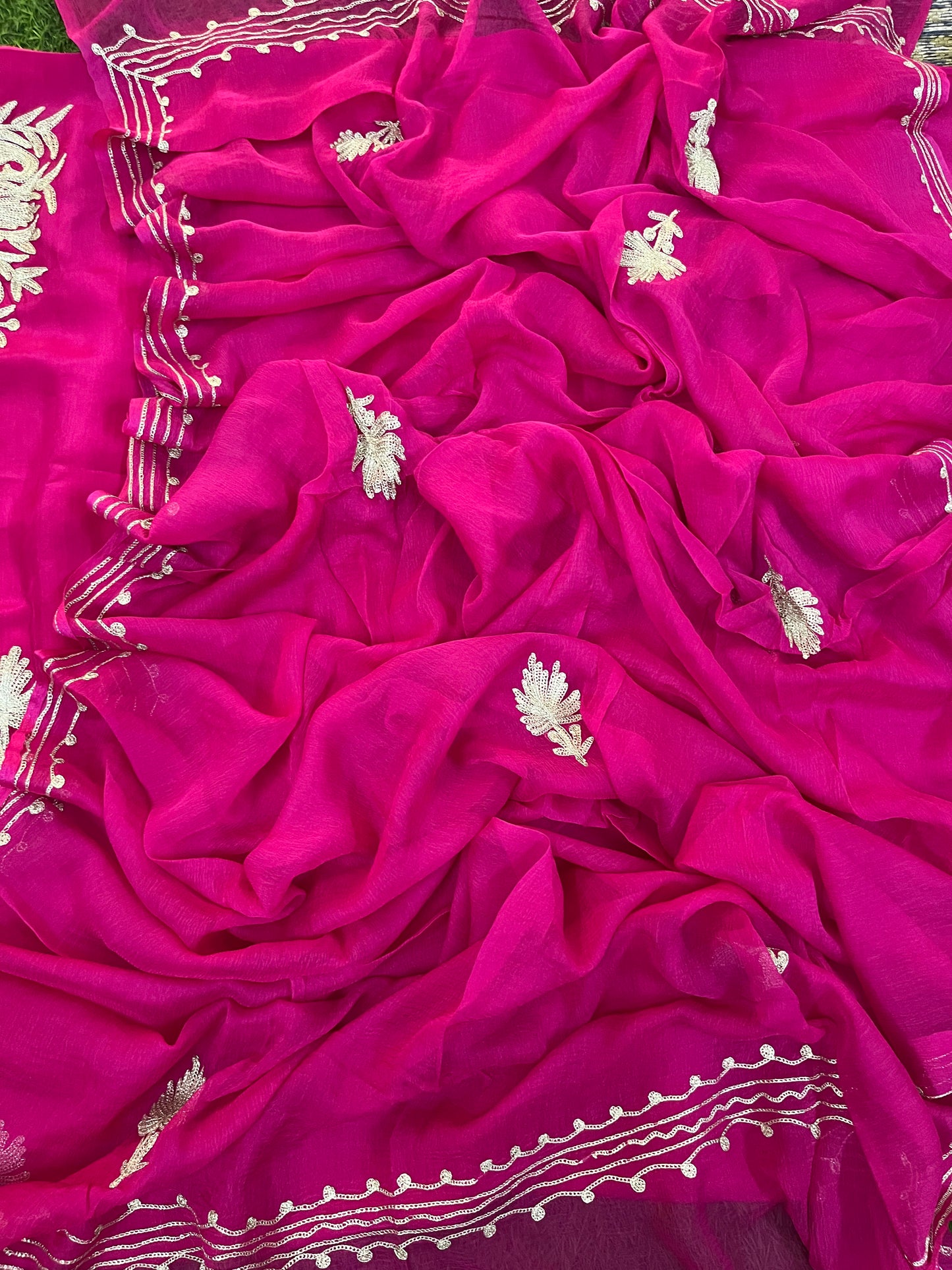 Hot Pink Silk Tilla Kashmiri Suit