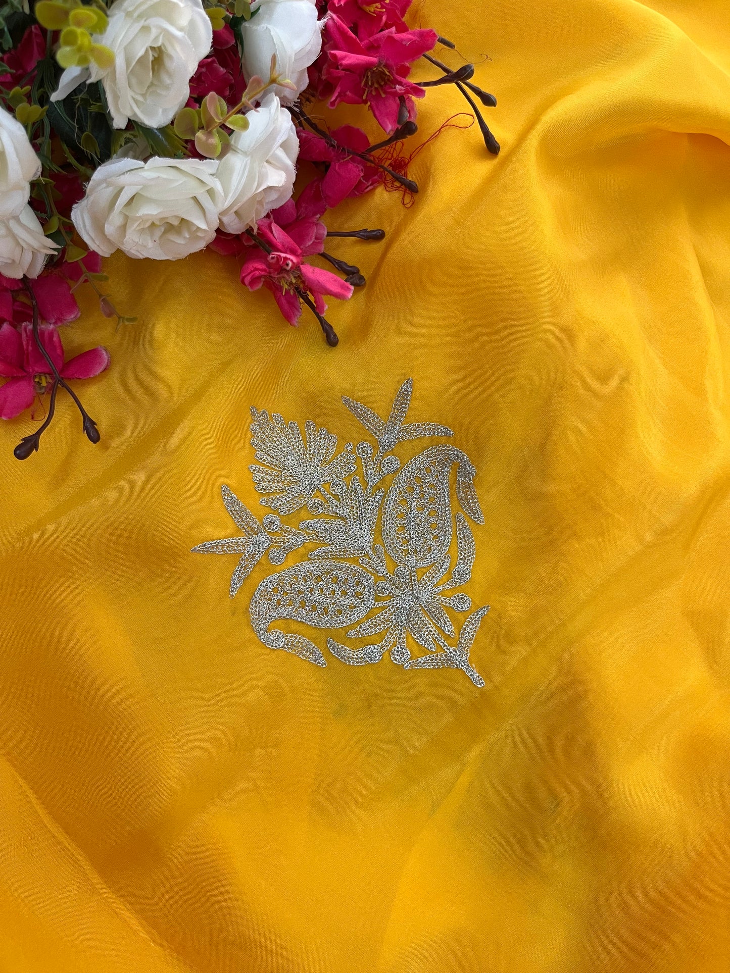 Yellow Silk Tilla Kashmiri Suit