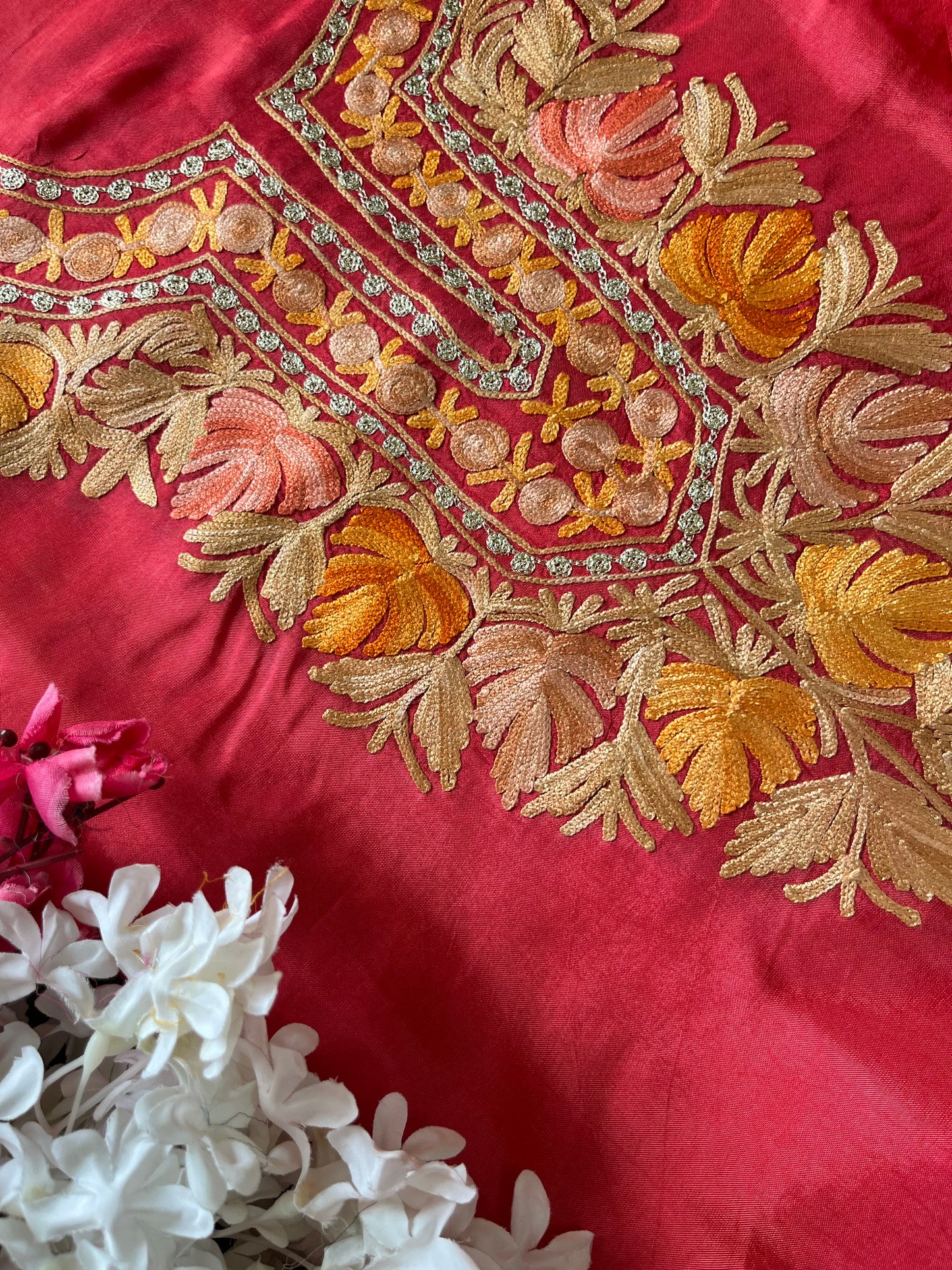 Blush Red Opada Silk Kashmiri Suit