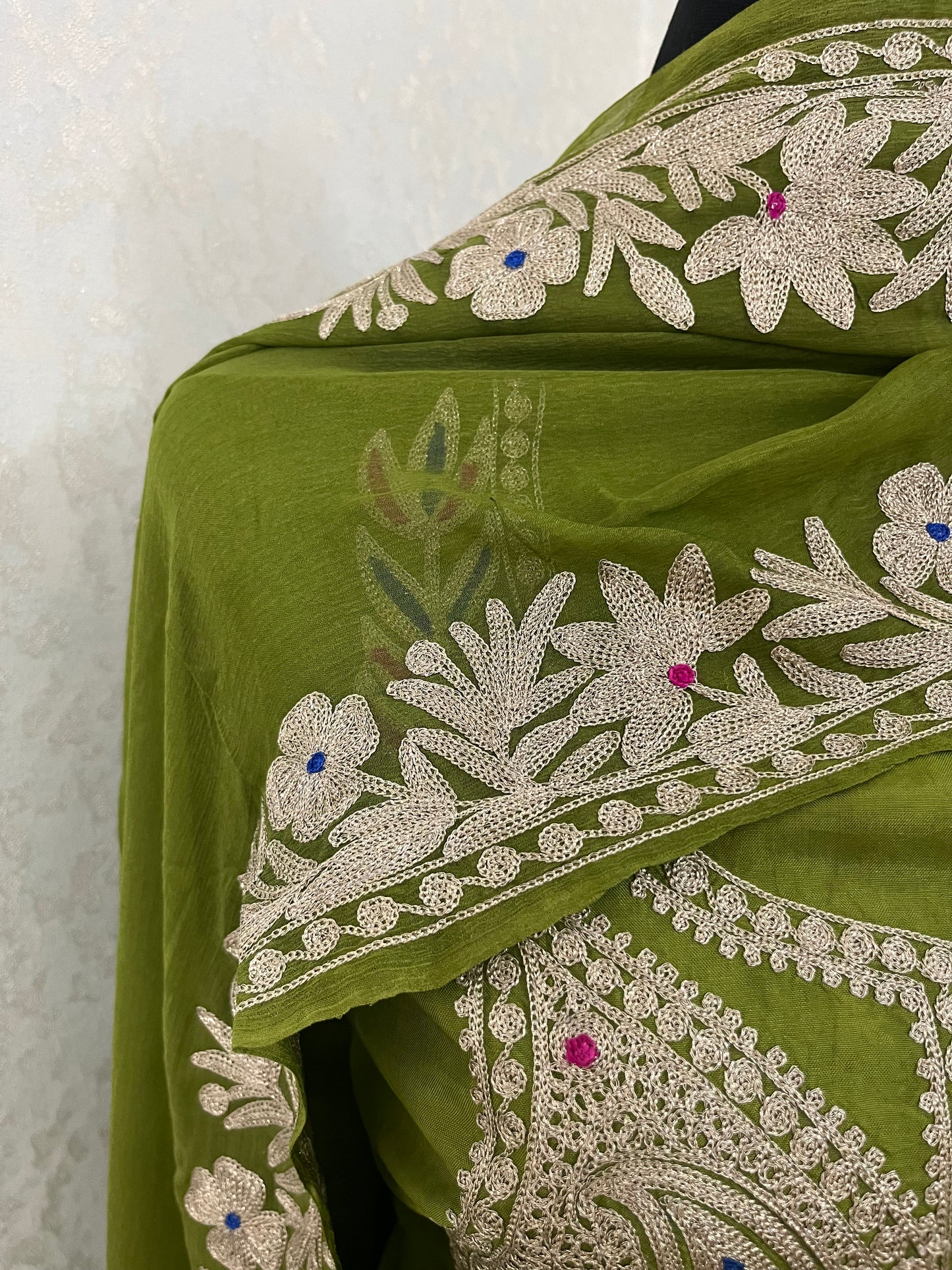 Green Opada Silk Kashmiri Suits