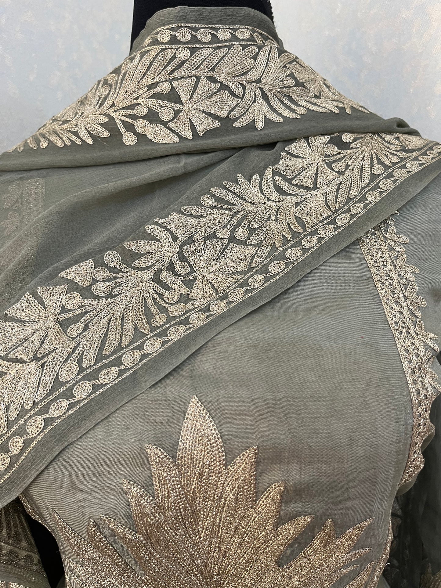 Soft Green Sanam’ Tilla Kashmiri Silk Suit