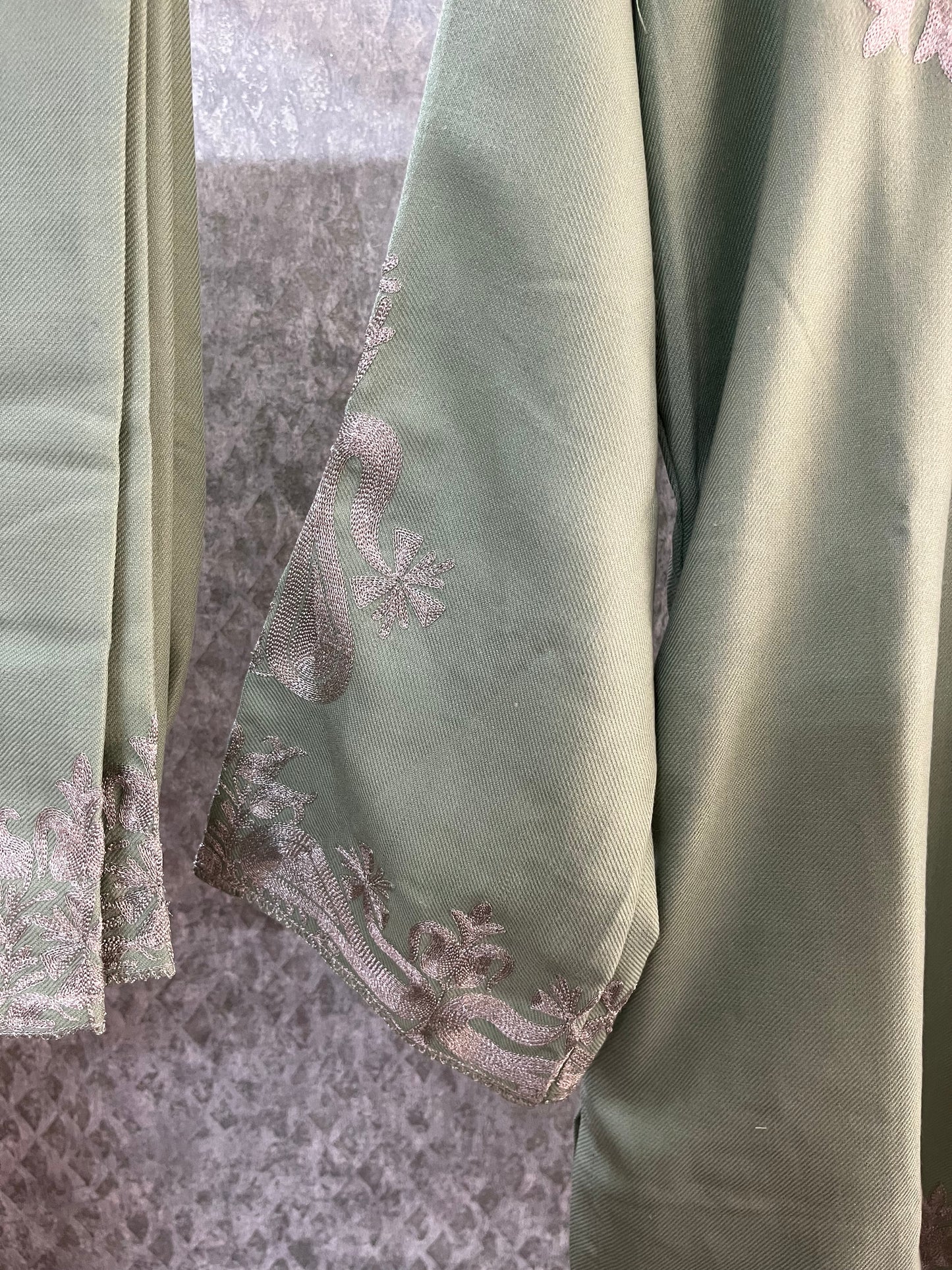 Light Green Woollen Kashmiri Co-Ord Set ( Size 48)