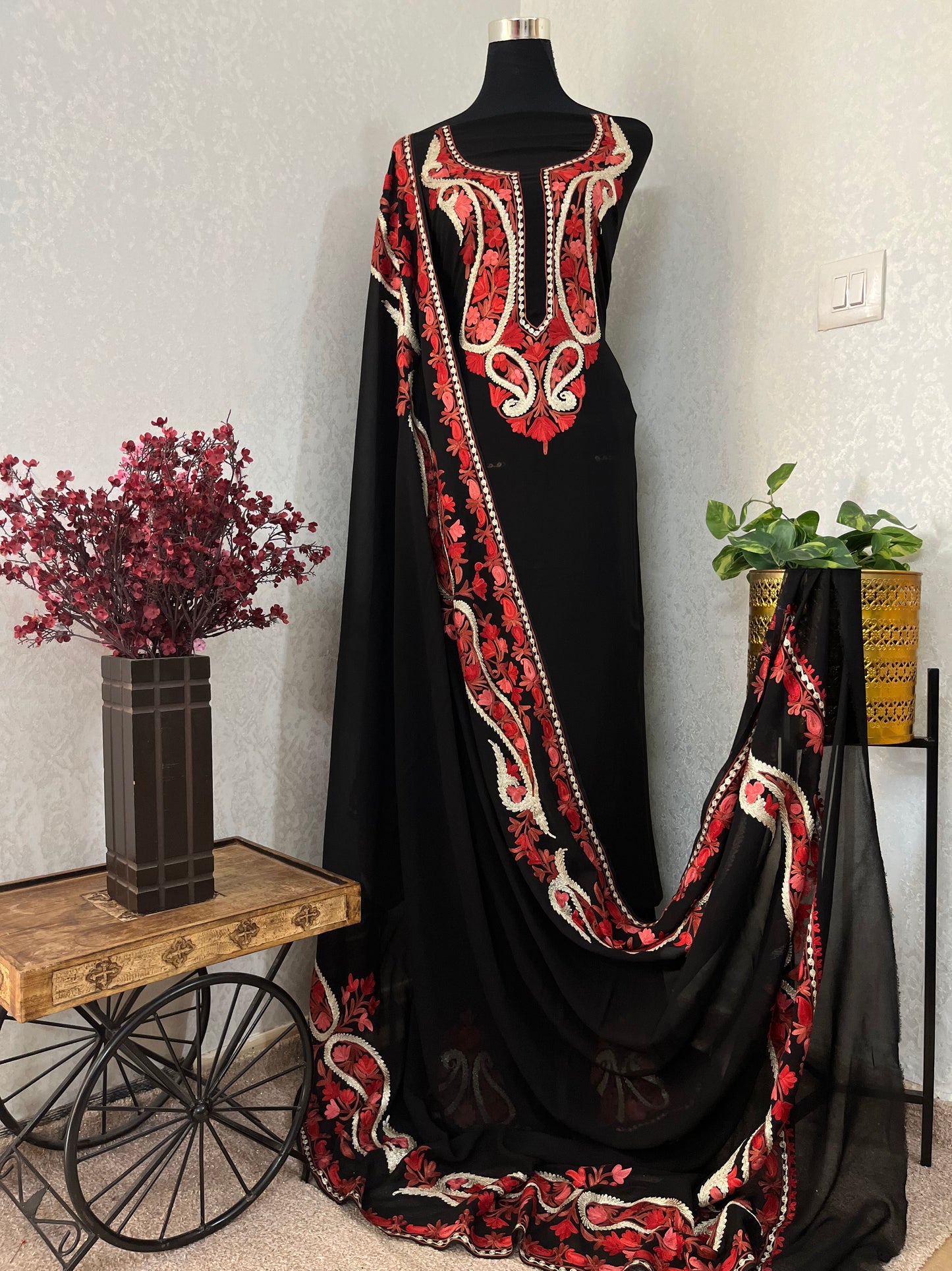 Black Pure Georgette Kashmiri Suit