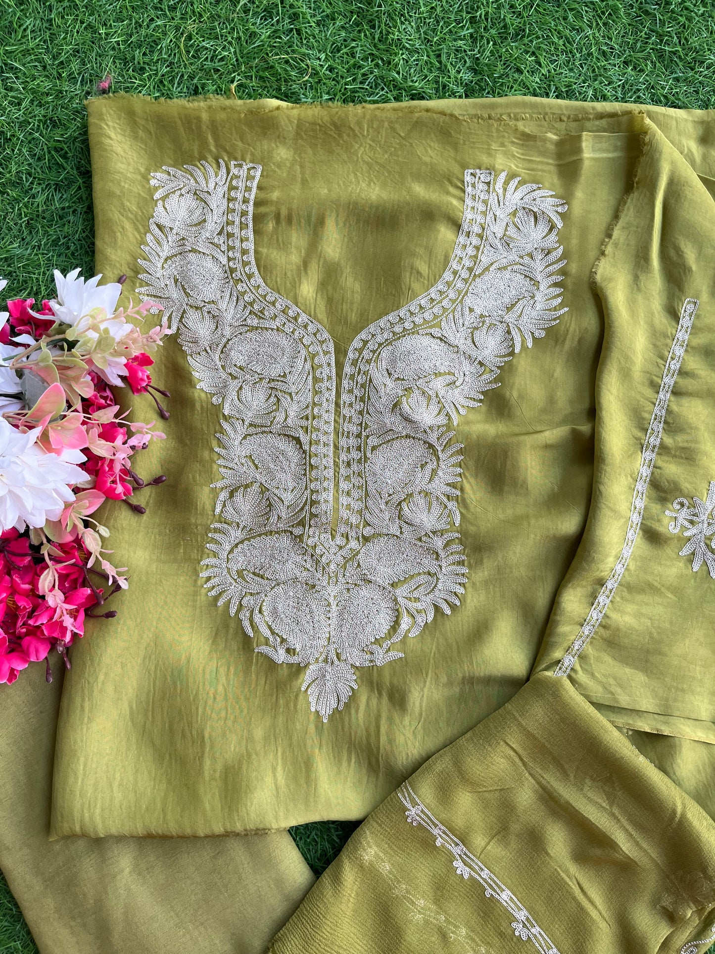 Heena Green Silk Tilla Kashmiri Suit