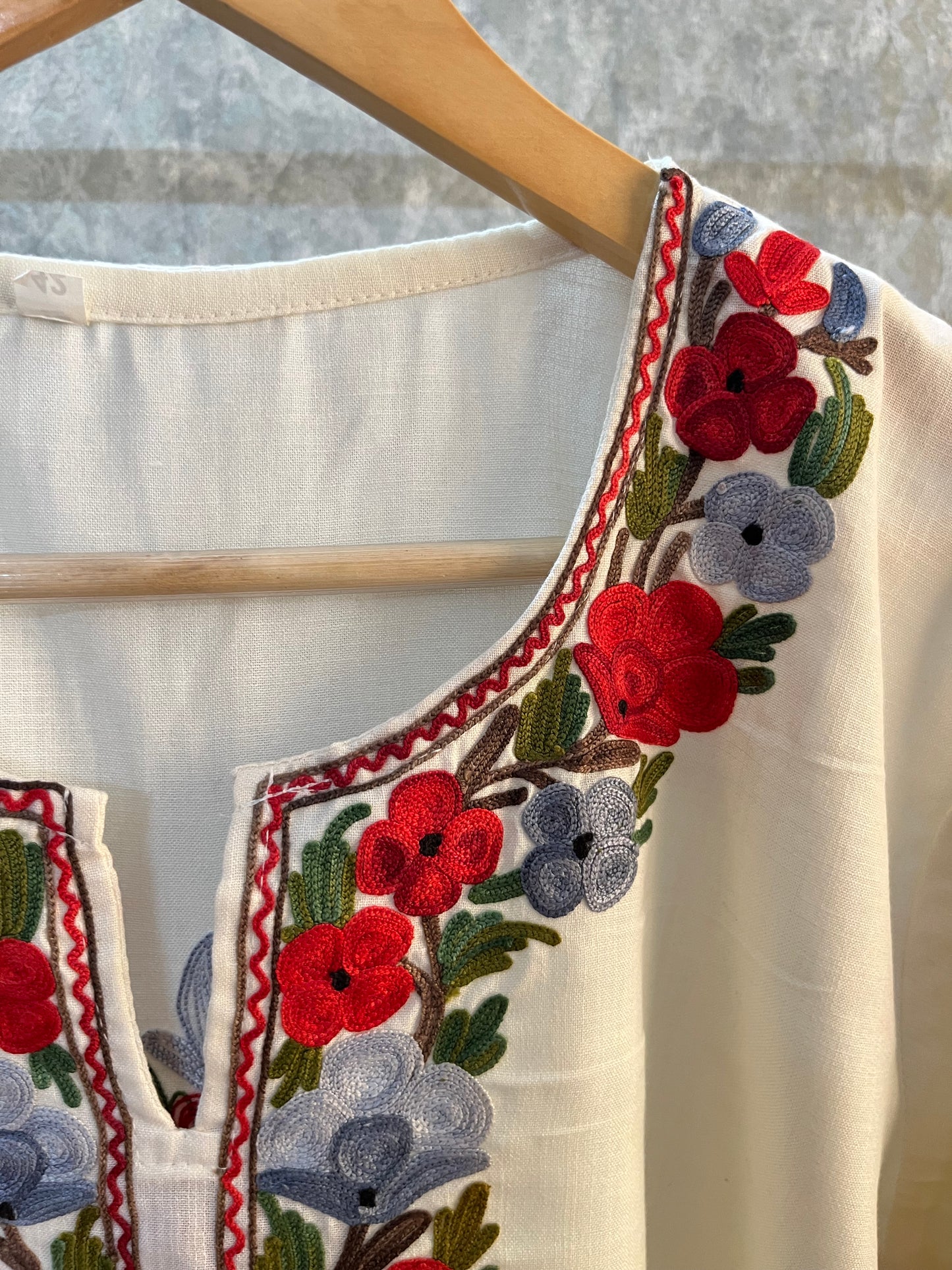 Off White Cotton Stitched Co-ord Set (40)