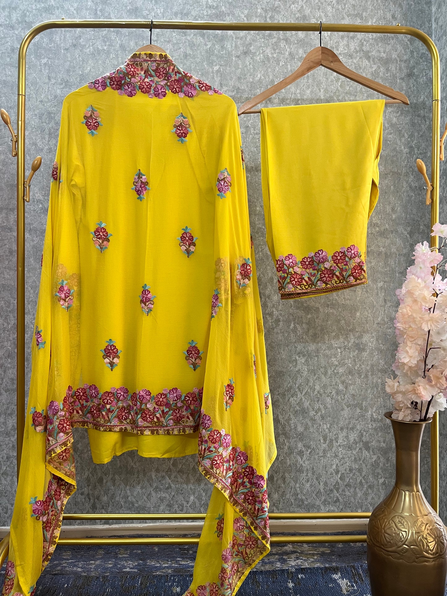 Yellow Cotton Stitched Co-ord Set with dupatta (42)