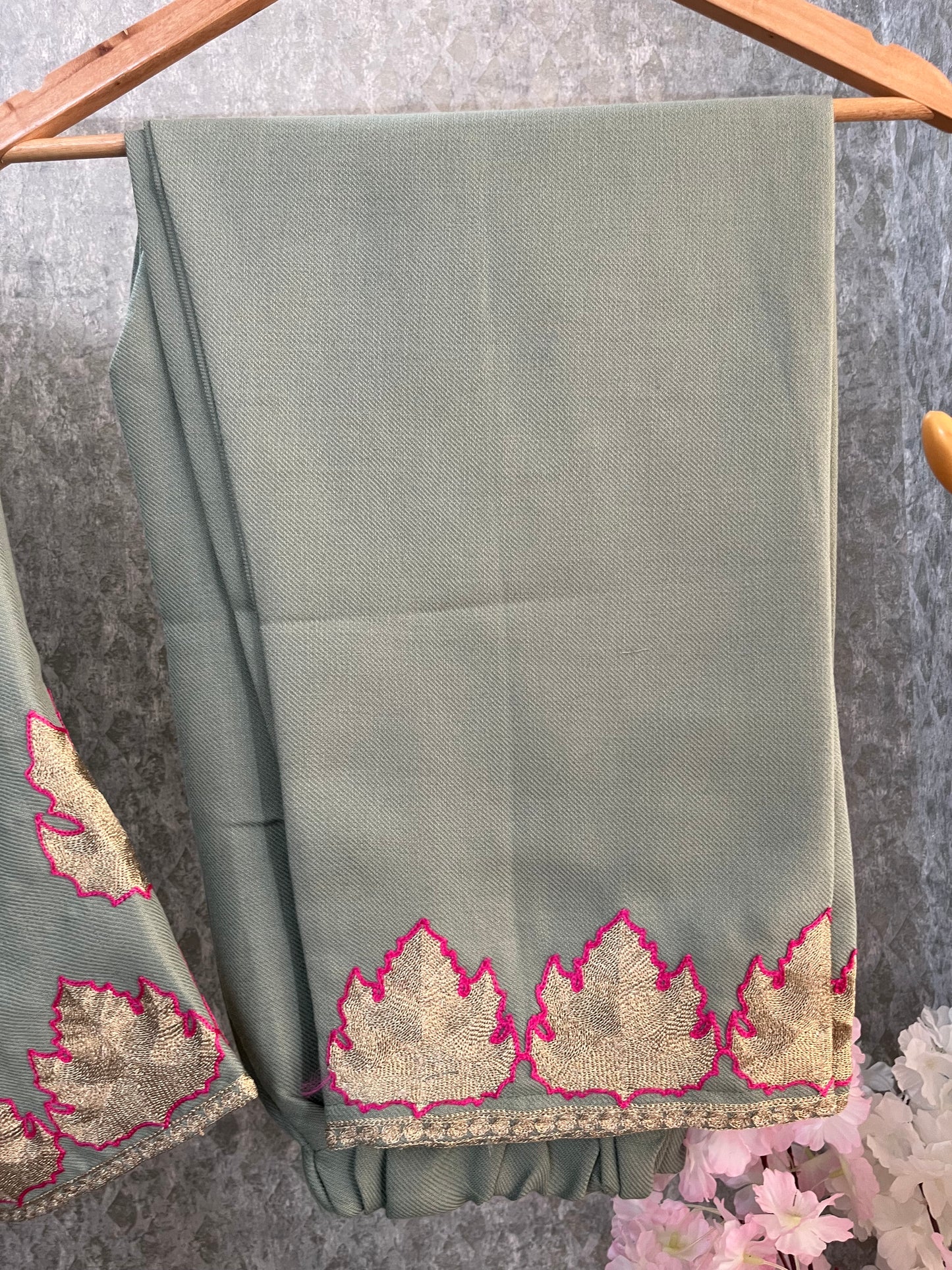 Pastel Green Woollen Kashmiri Co-Ord Set ( Size 42)