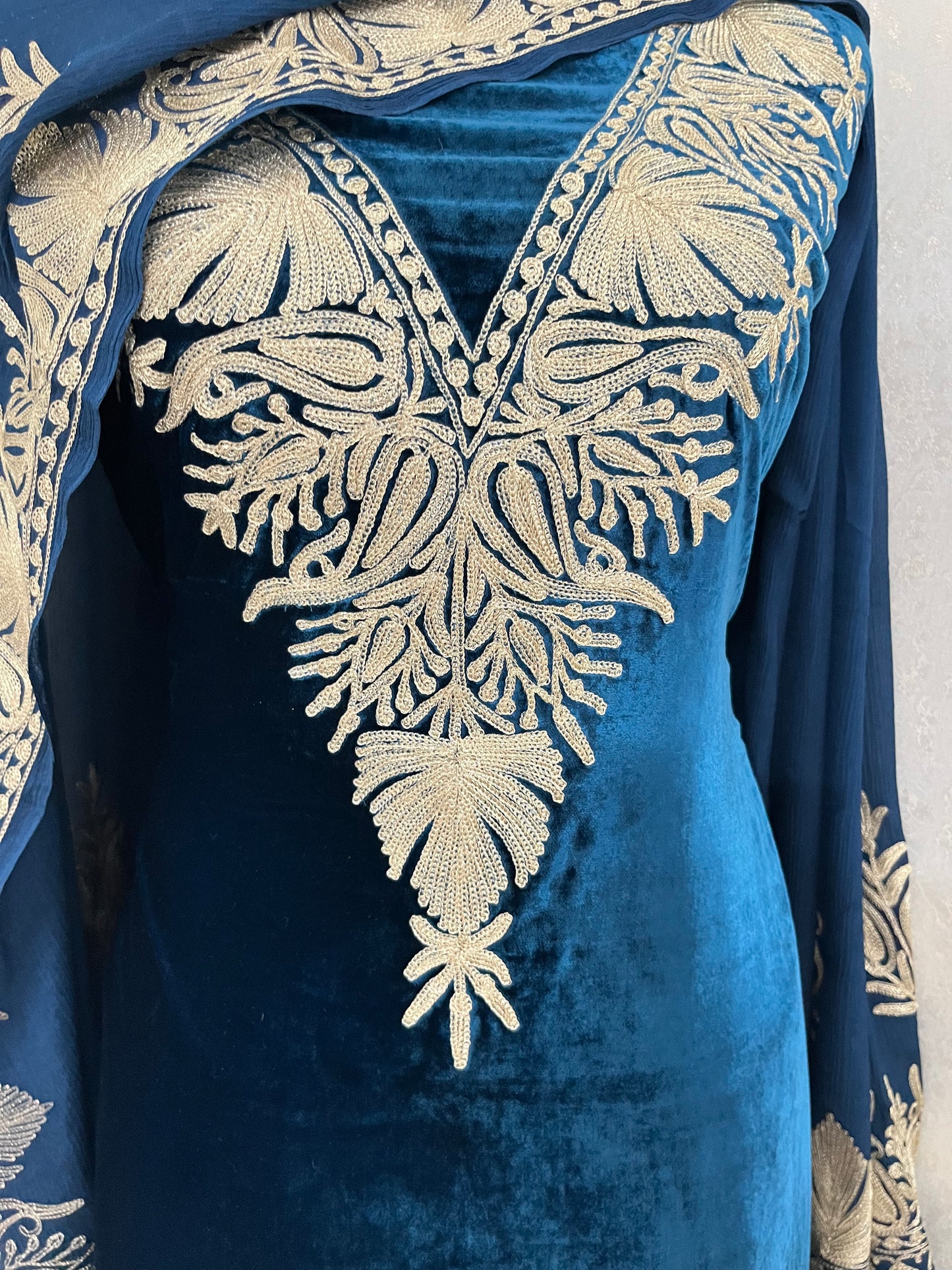 Electric Blue Tilla Makhmal 3pc Suit