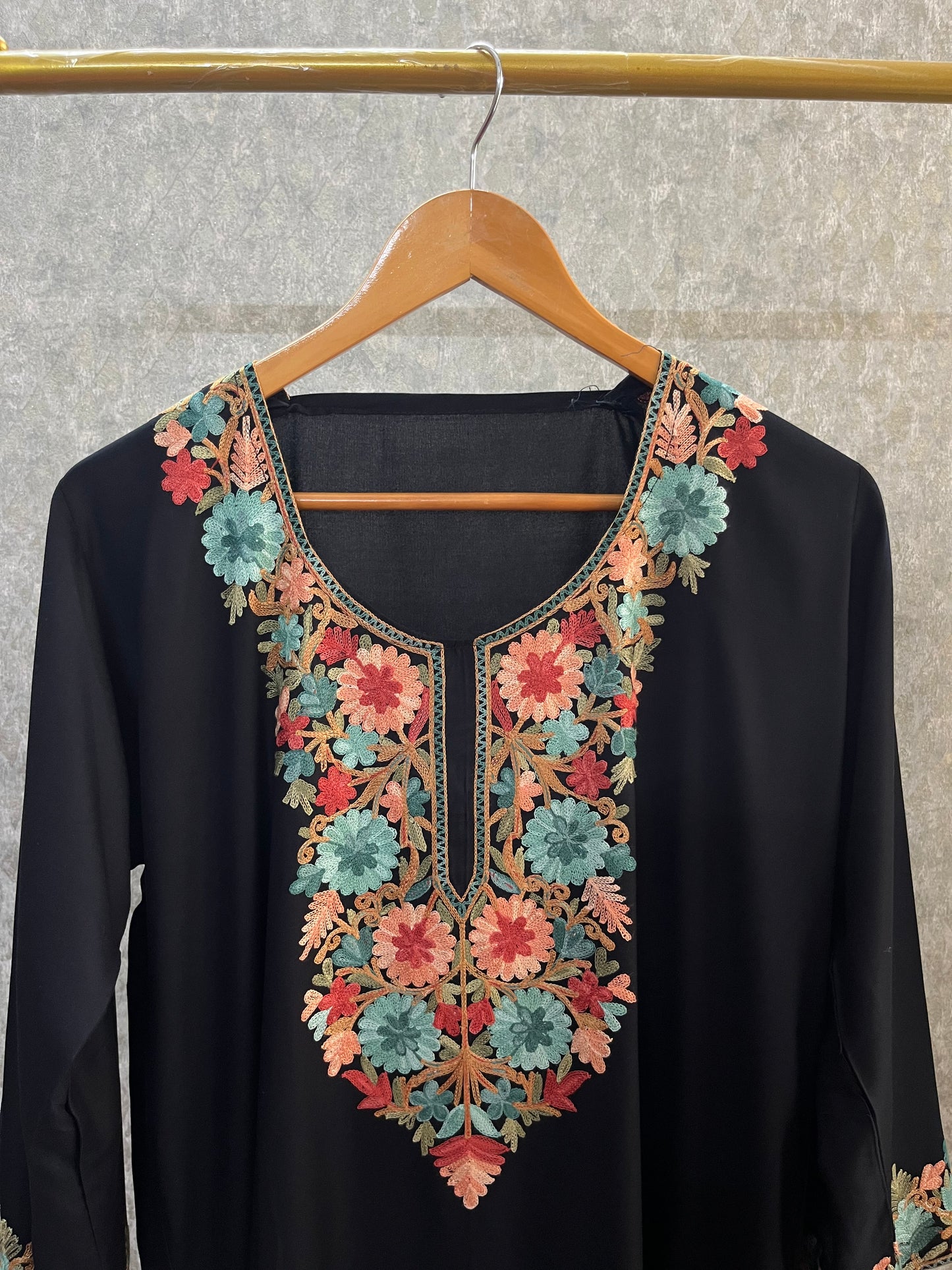 Black Cotton Stitched Co-ord Set(42)