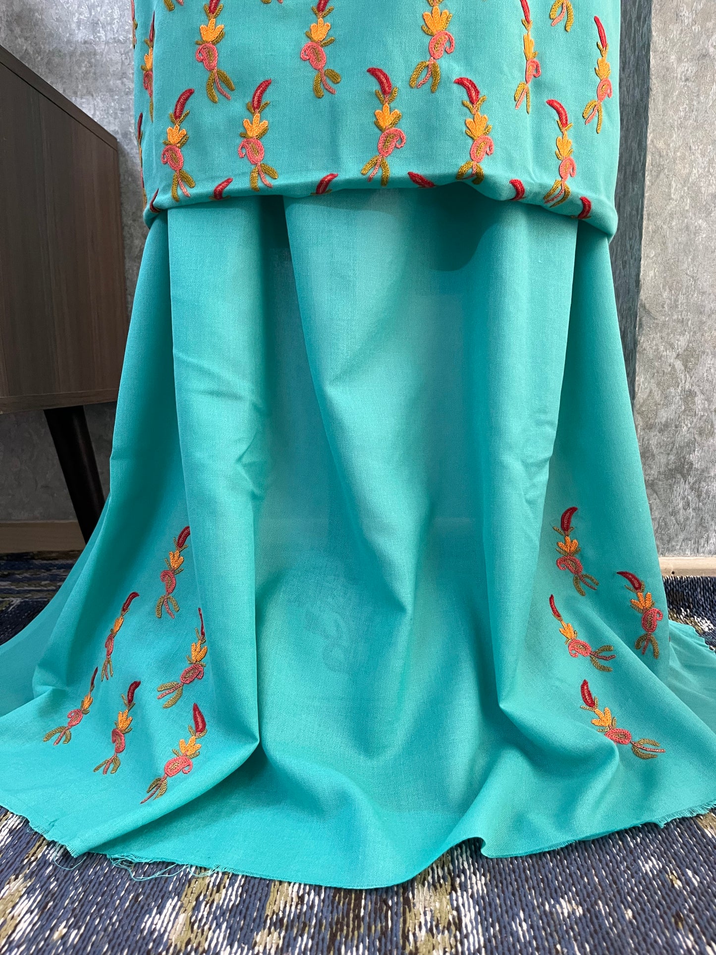 Cotton Pastel Green Two Piece Set (Hand Embroidered)