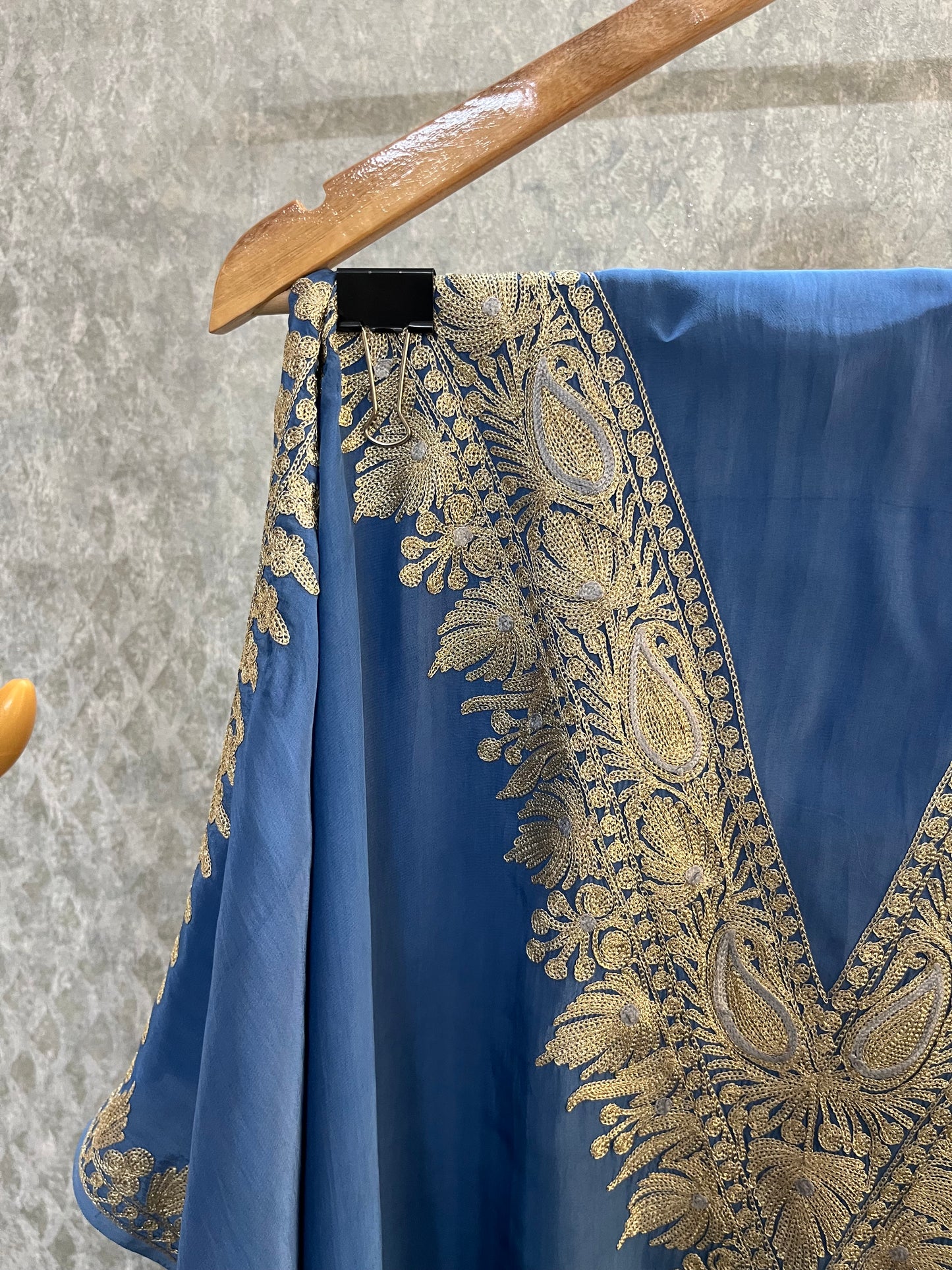 Crape Kashmiri Unstitched Kaftan Set
