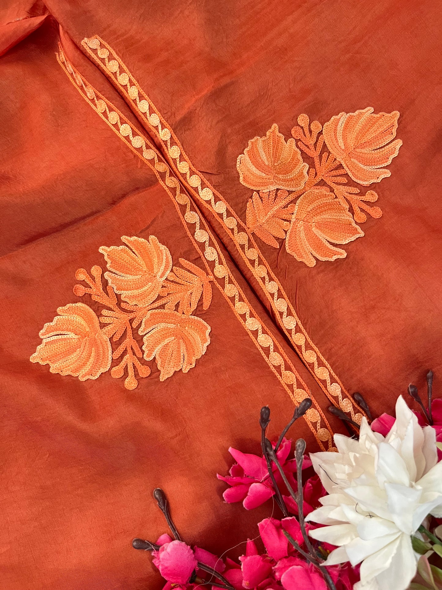 Rust Opada Silk Kashmiri Suit