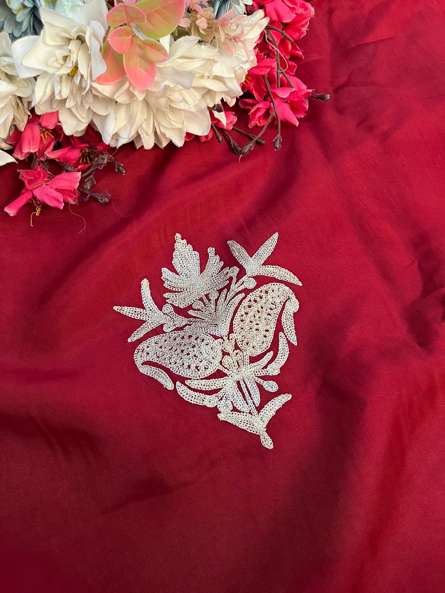 Maroon Silk Tilla Kashmiri Suit