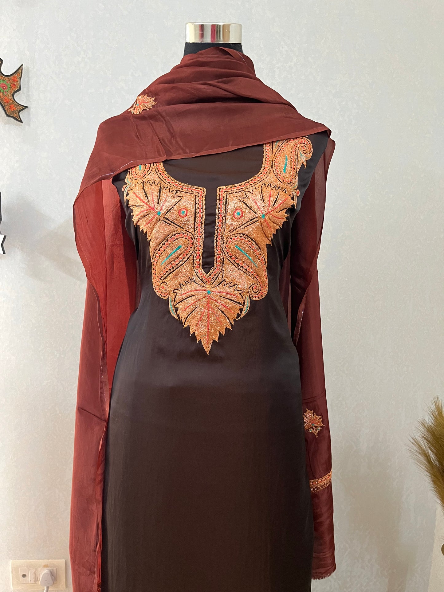Coke Silk Puff Tilla Embroidered Suit