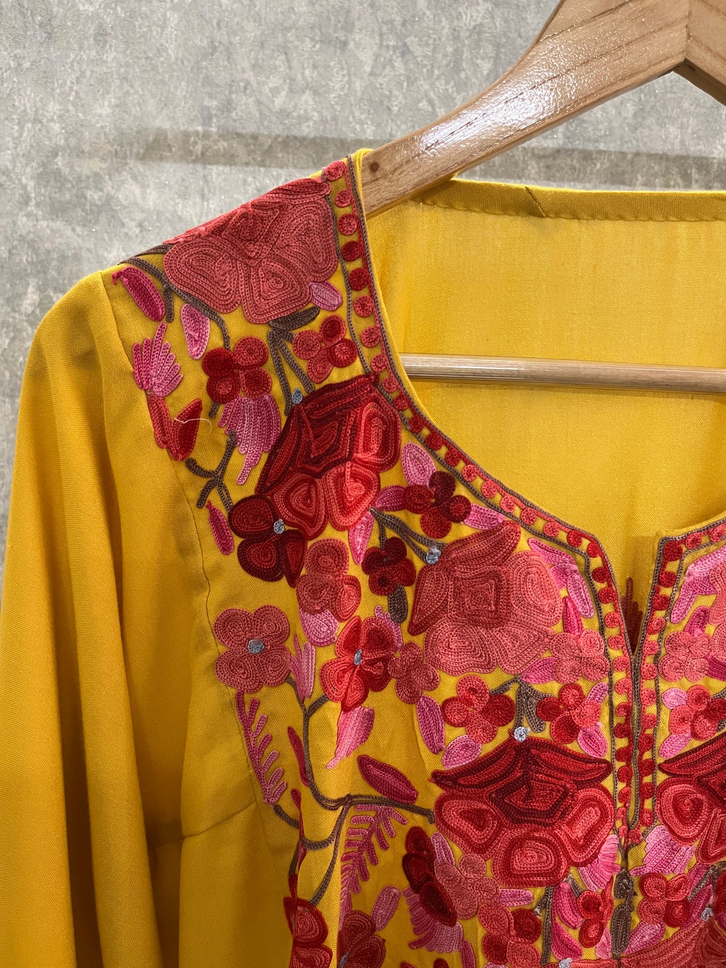 Yellow Cotton Front Jaal Pheran Set Size (46)