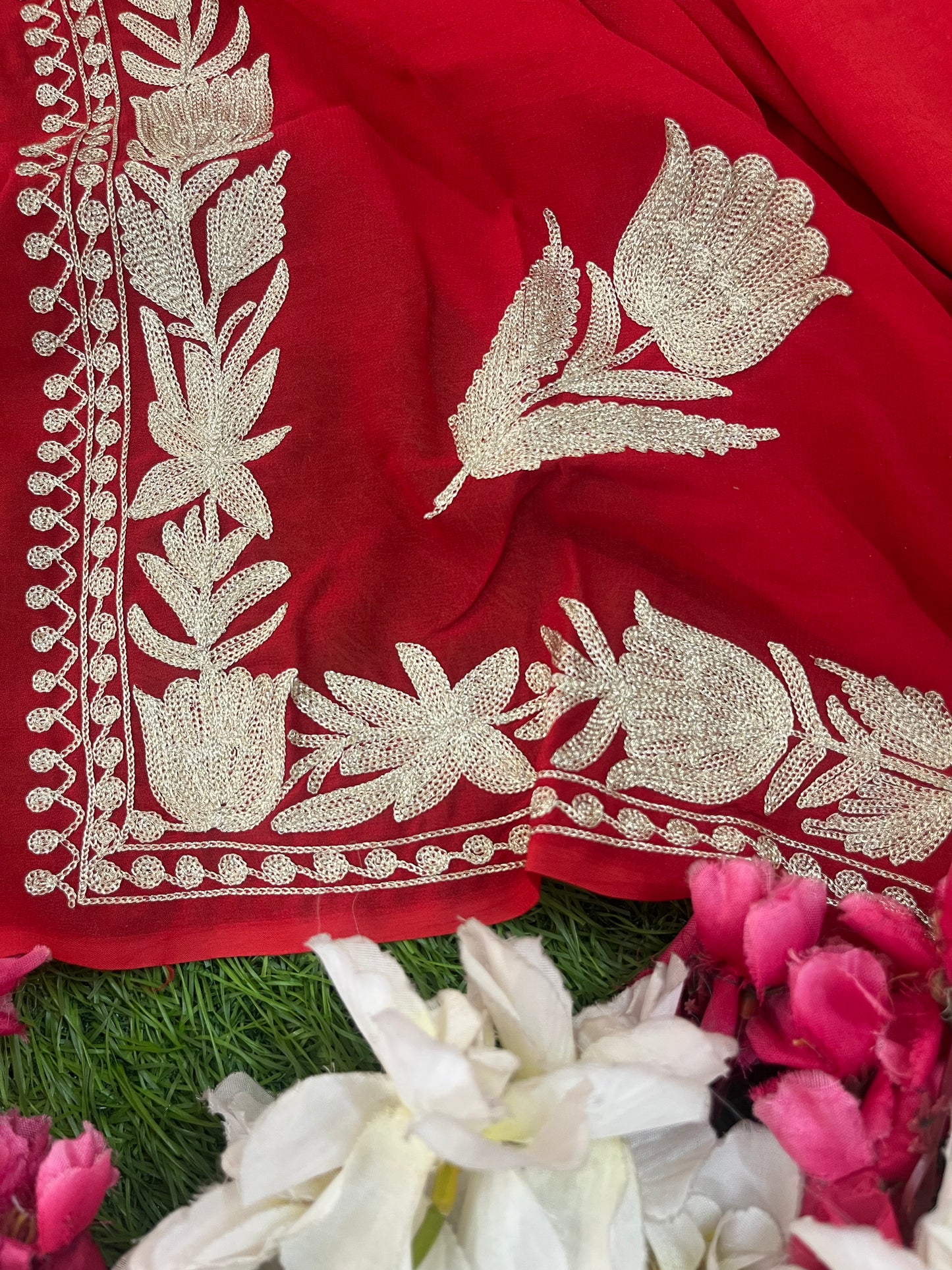 Kalaa’ Red Crape Kashmiri Suit