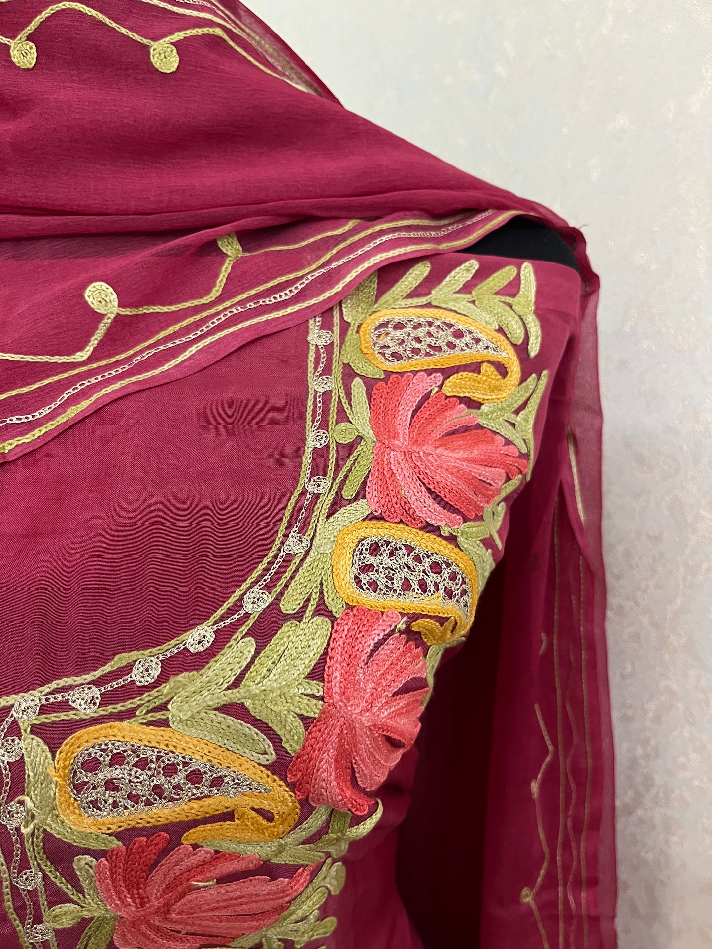 Onion Pink Opada Silk Kashmiri Suits