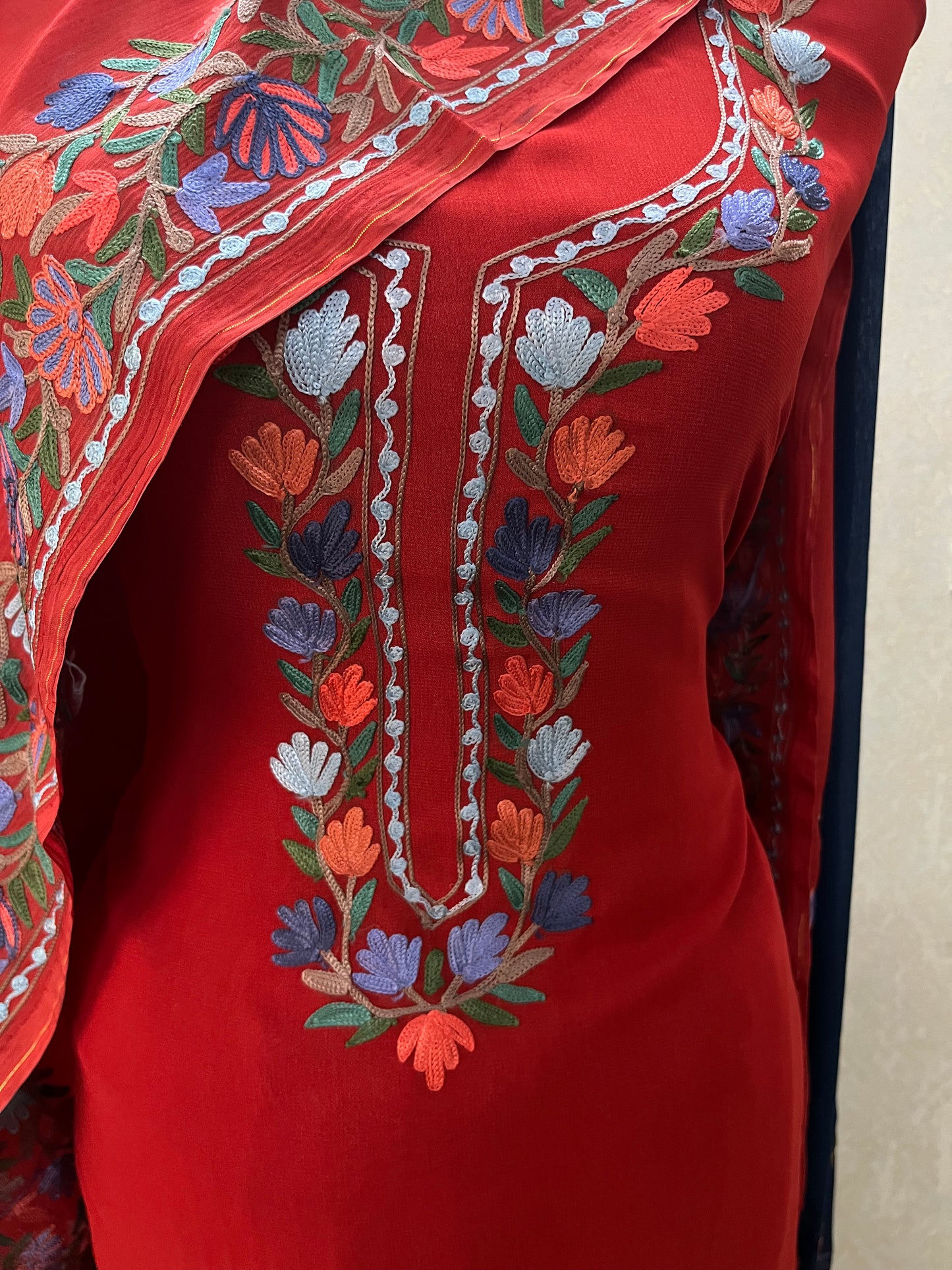 Luxury Pure Georgette Kashmiri Embroidered Suit