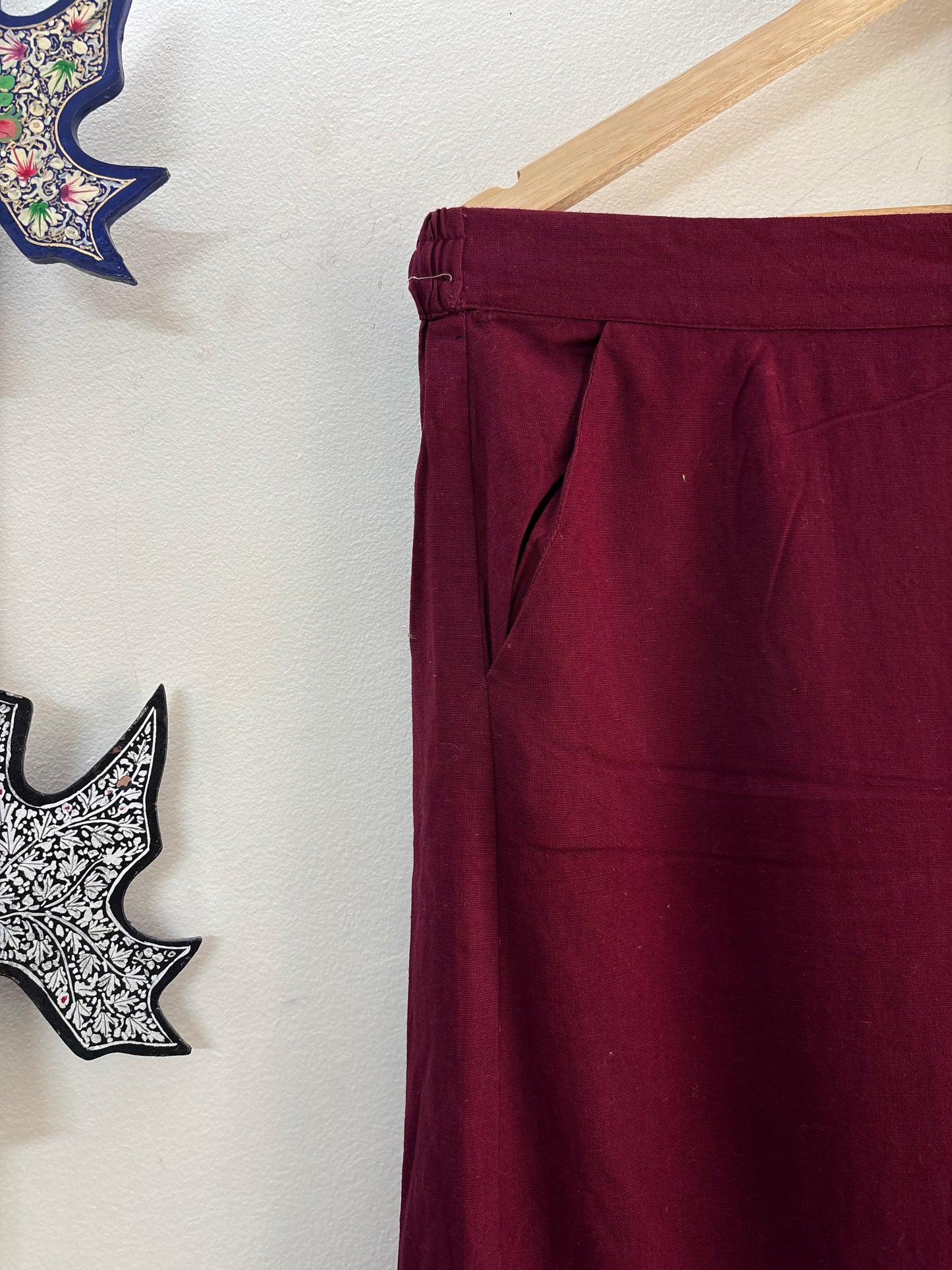 Women Maroon Wide Leg Aari Embroidered Palazzos