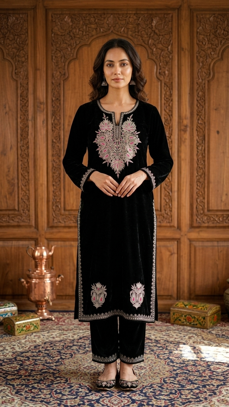 Black Velvet Tilla Pheran (Size 50)