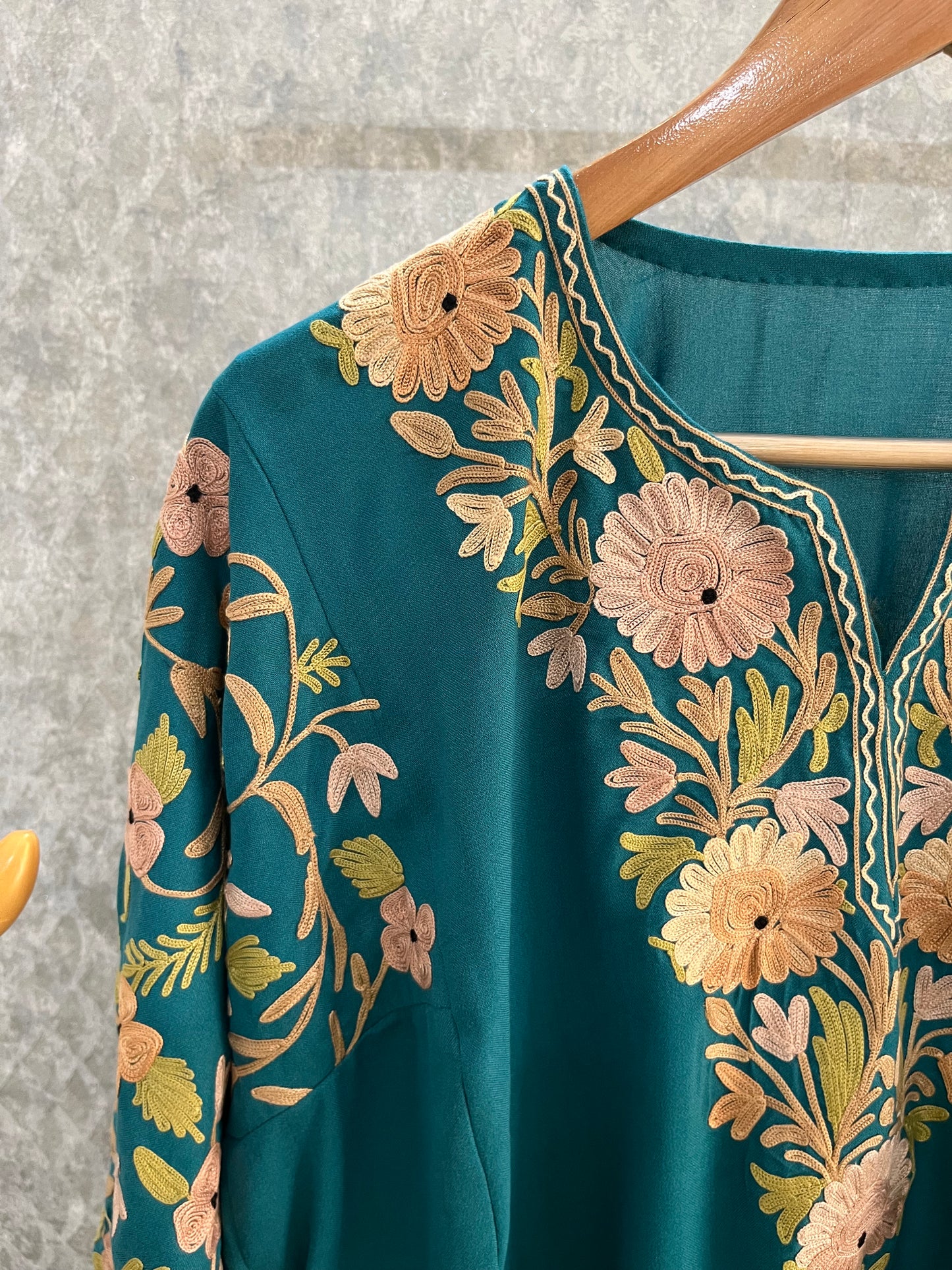 Deep Green Cotton Arm Jaal Pheran Set