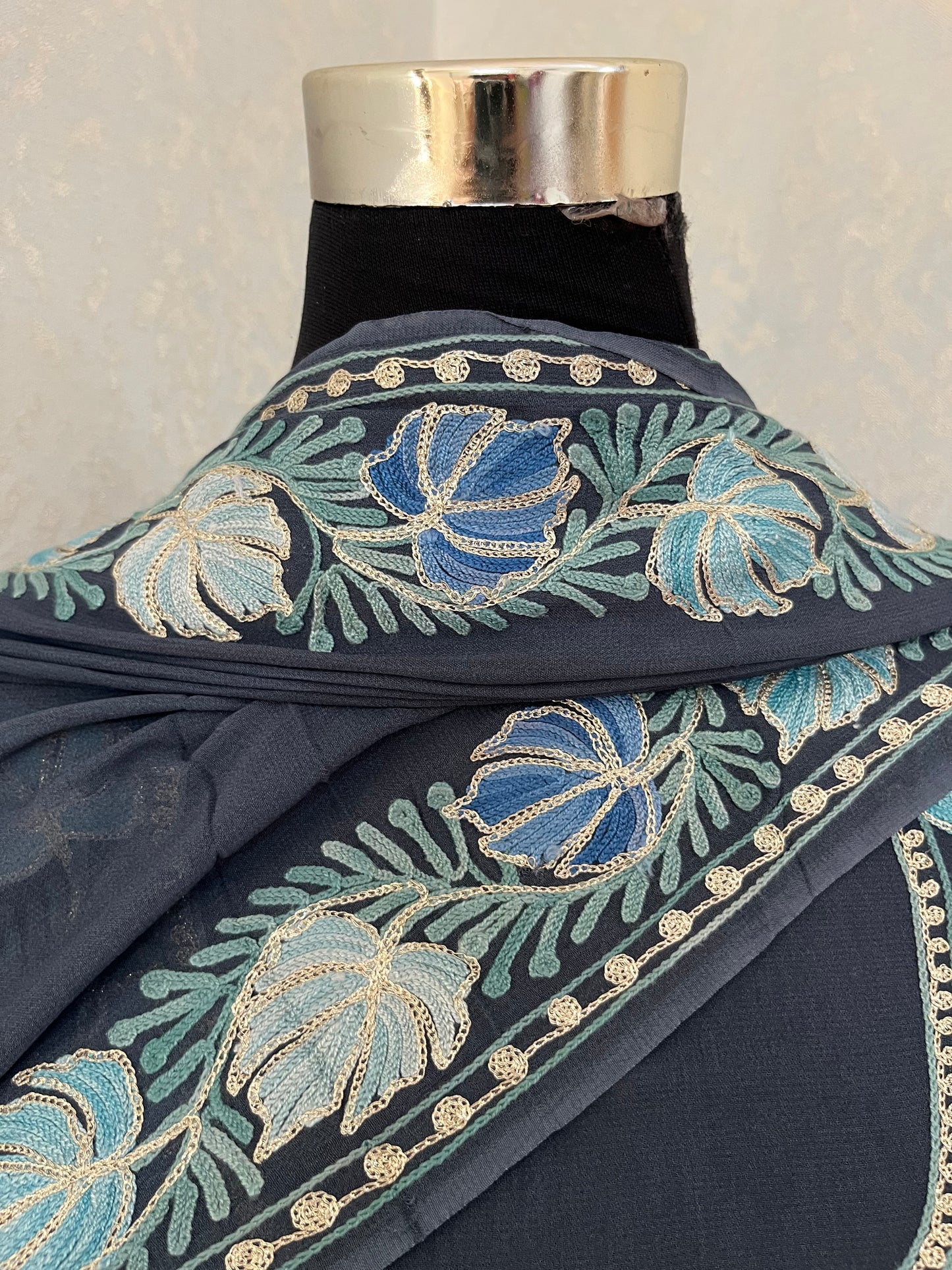 Grey Pure Georgette Kashmiri Suit