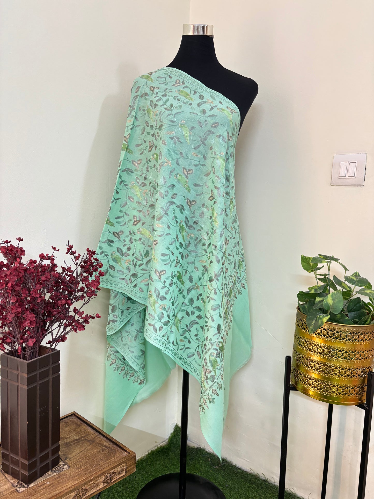 Green Pancchi Kashmiri Stole