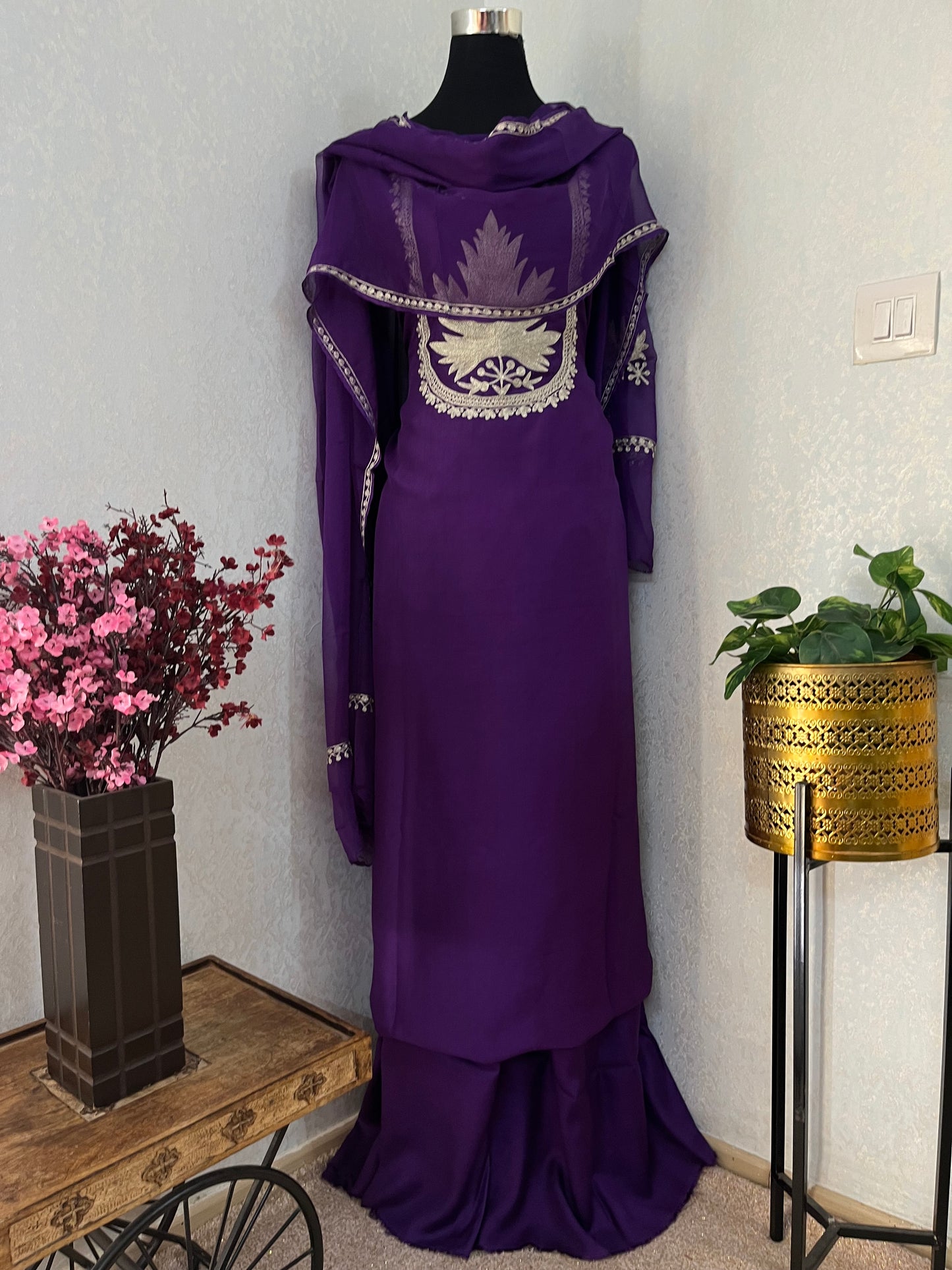 Dark purple Sanam Tilla Embroidered Suit material