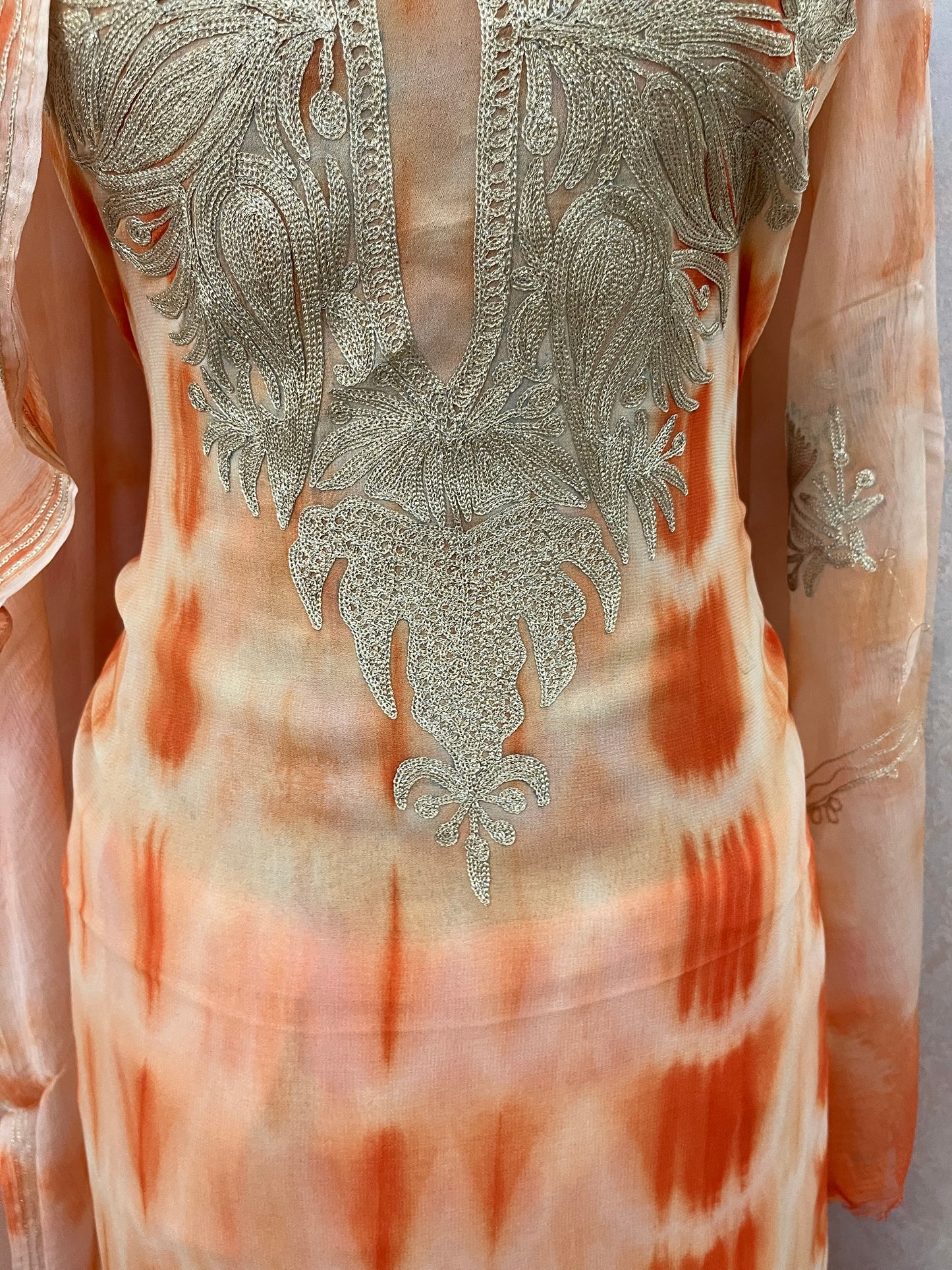 Pure Georgette Ty Dy Kashmiri Suit (length- 40 inch)