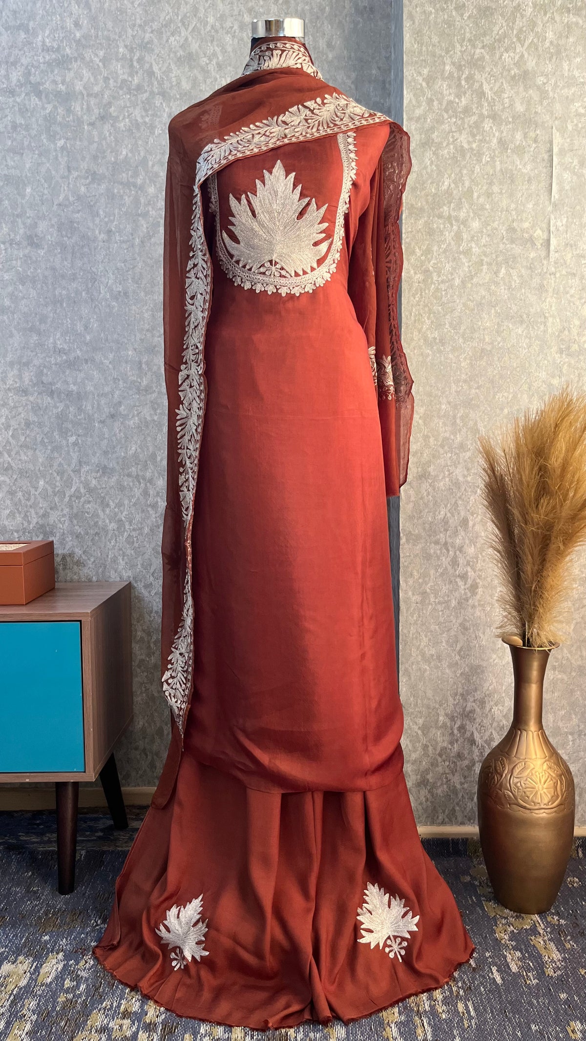 Brown Sanam’ Tilla Kashmiri Silk Suit