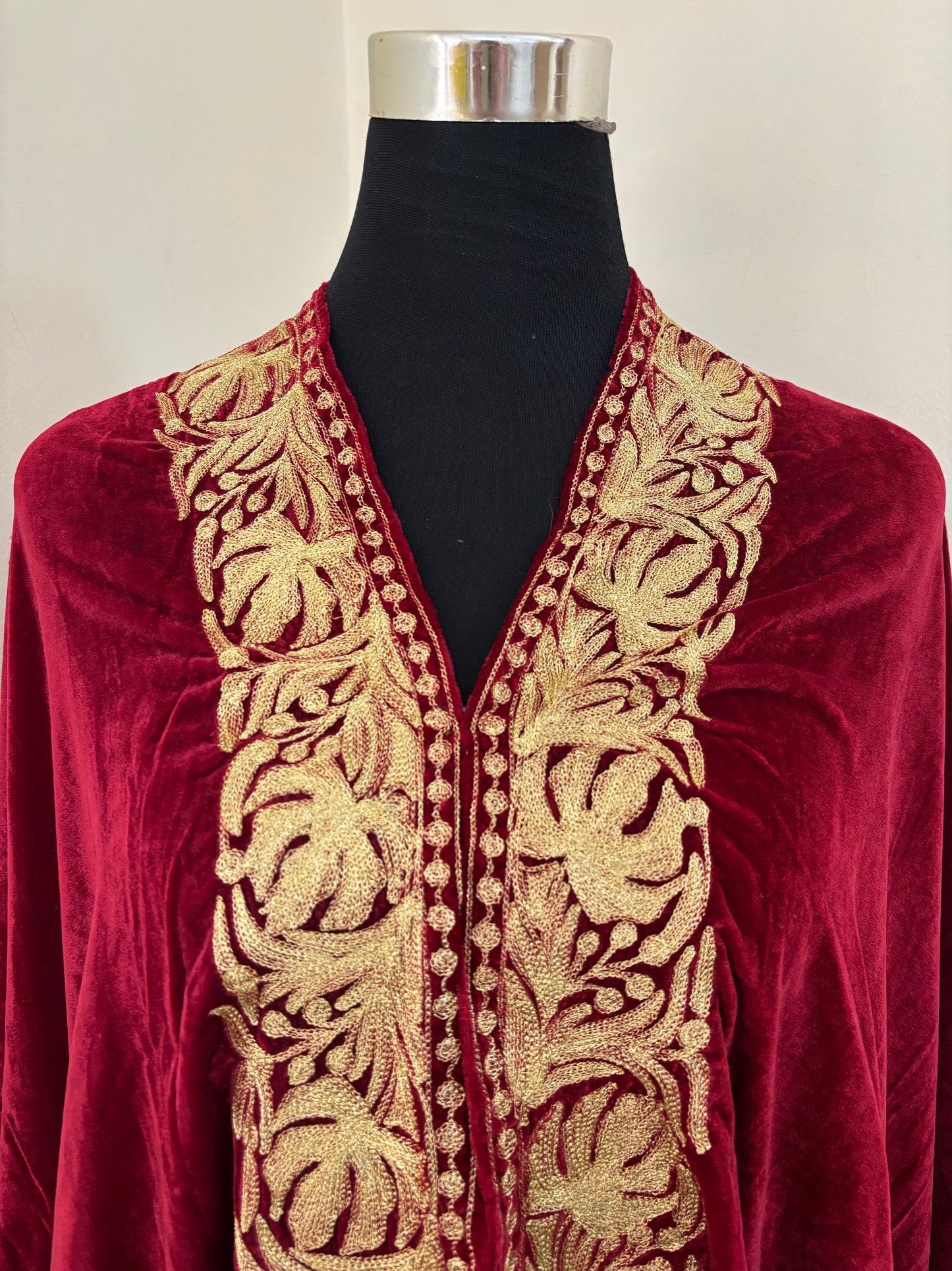 Red Tilla Embroidered Velvet Cape