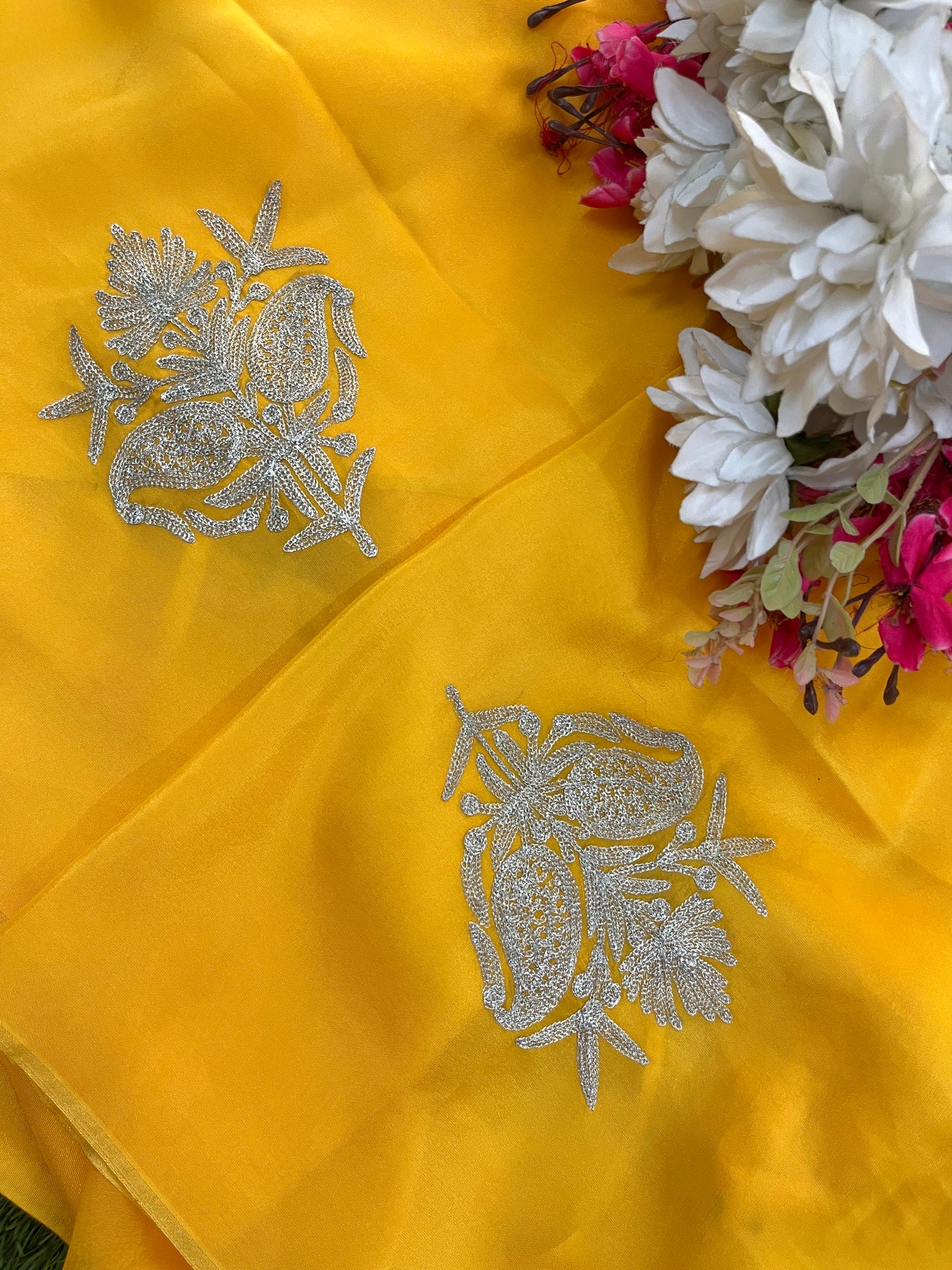 Yellow Silk Tilla Kashmiri Suit