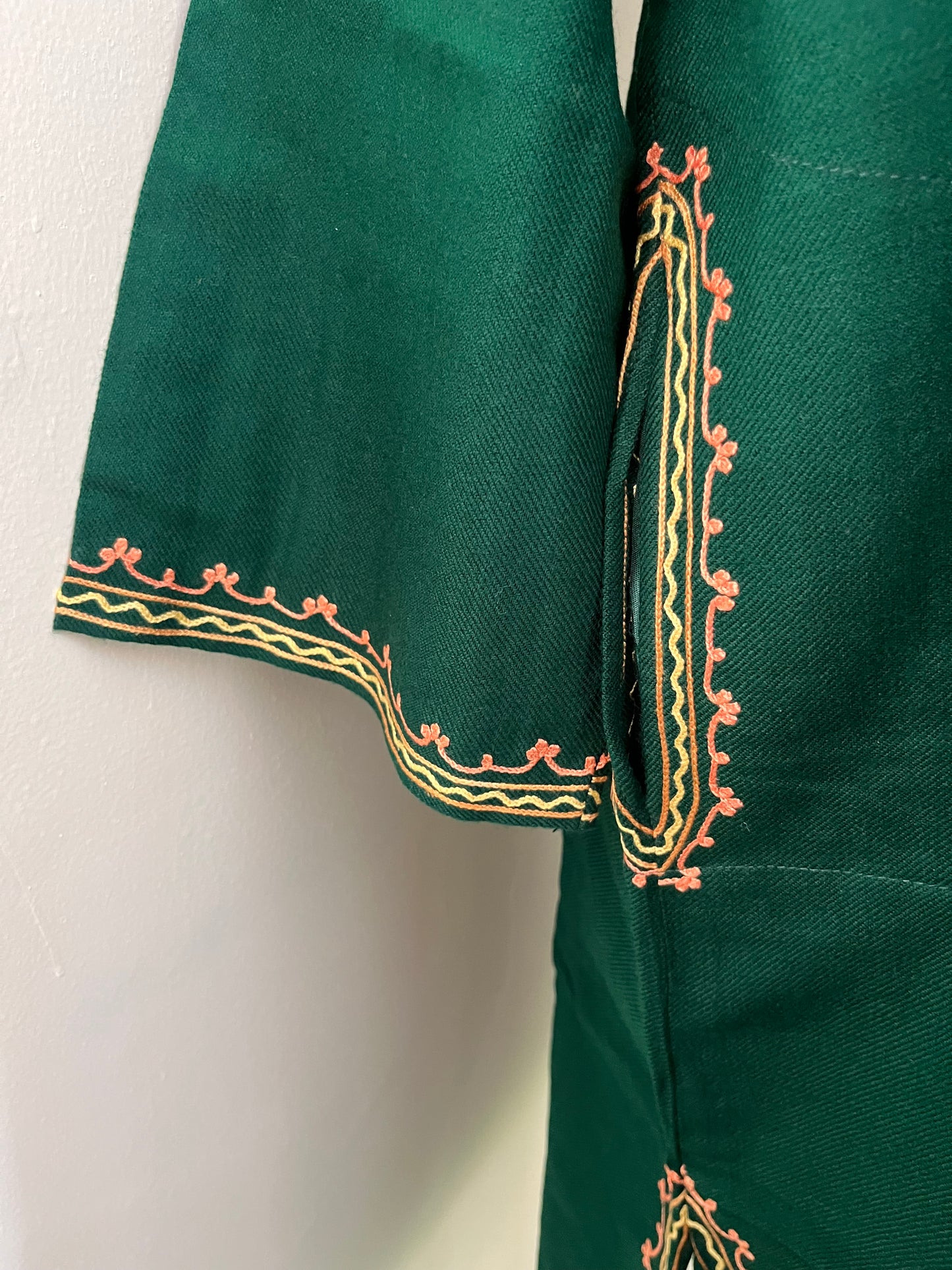 Green Aari Embroidered Wool Pheran