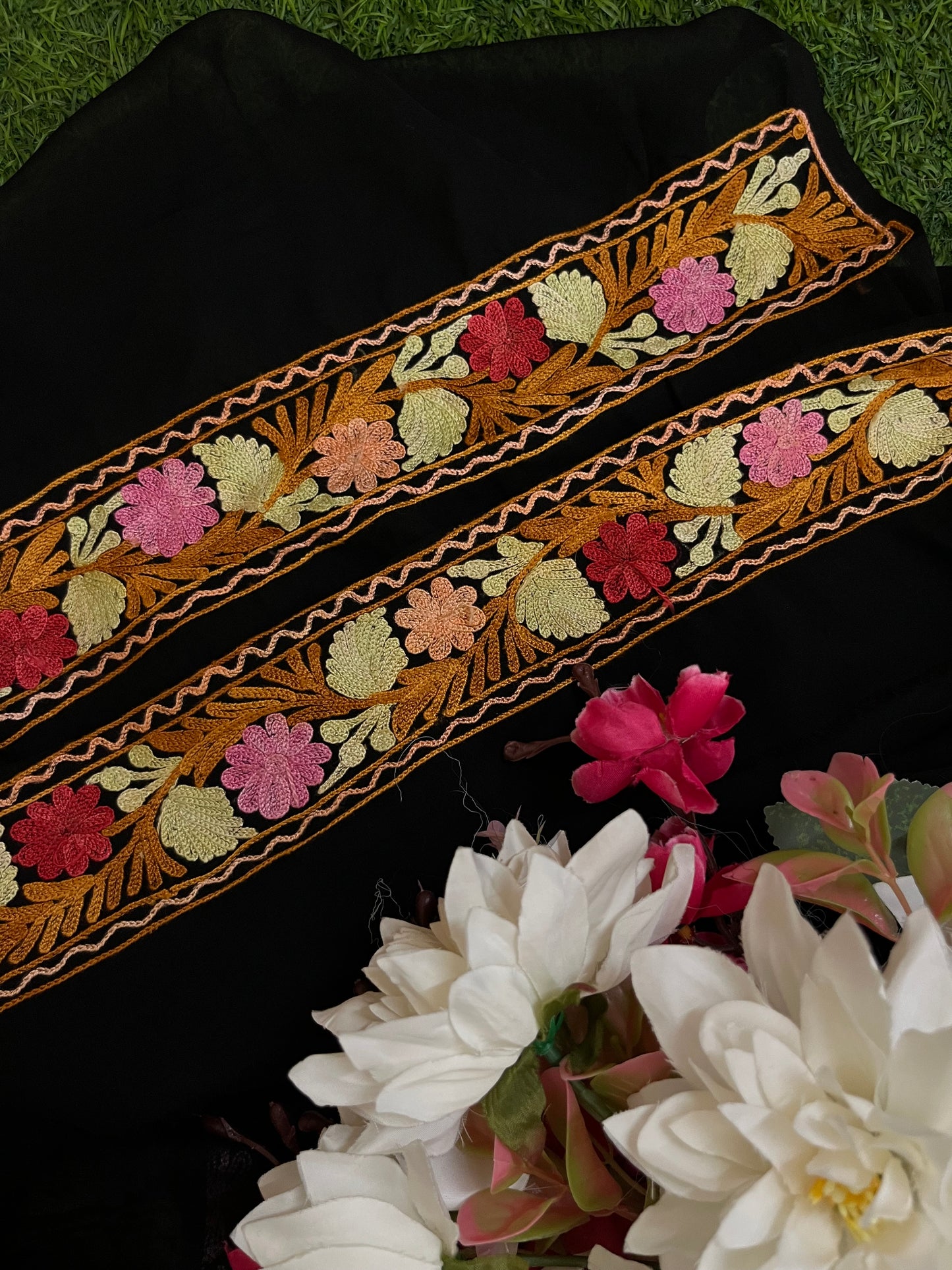 Black Georgette 3 Pc Aari Embroidered Suit Set