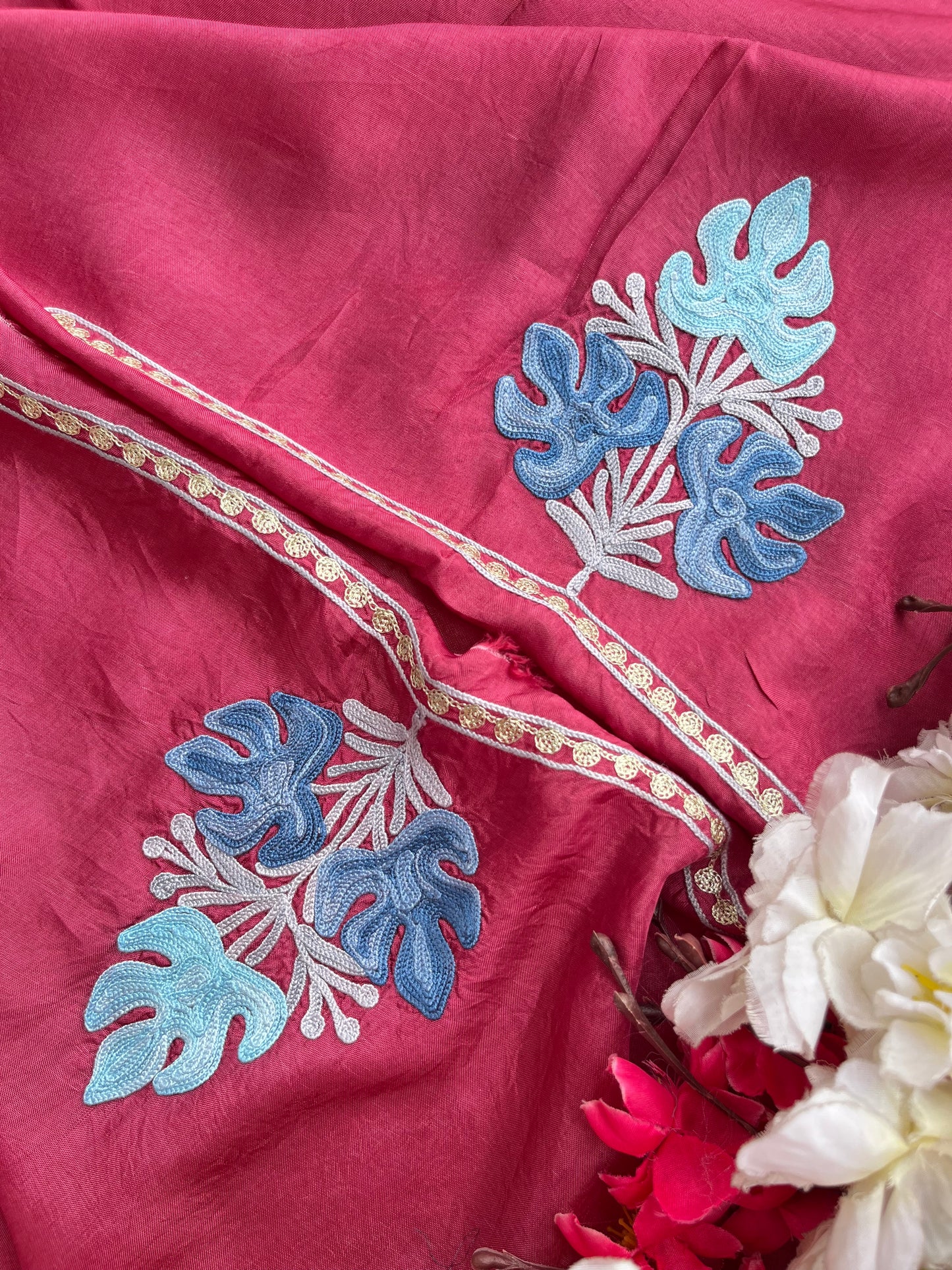 Onion Pink Opada Silk Kashmiri Suits