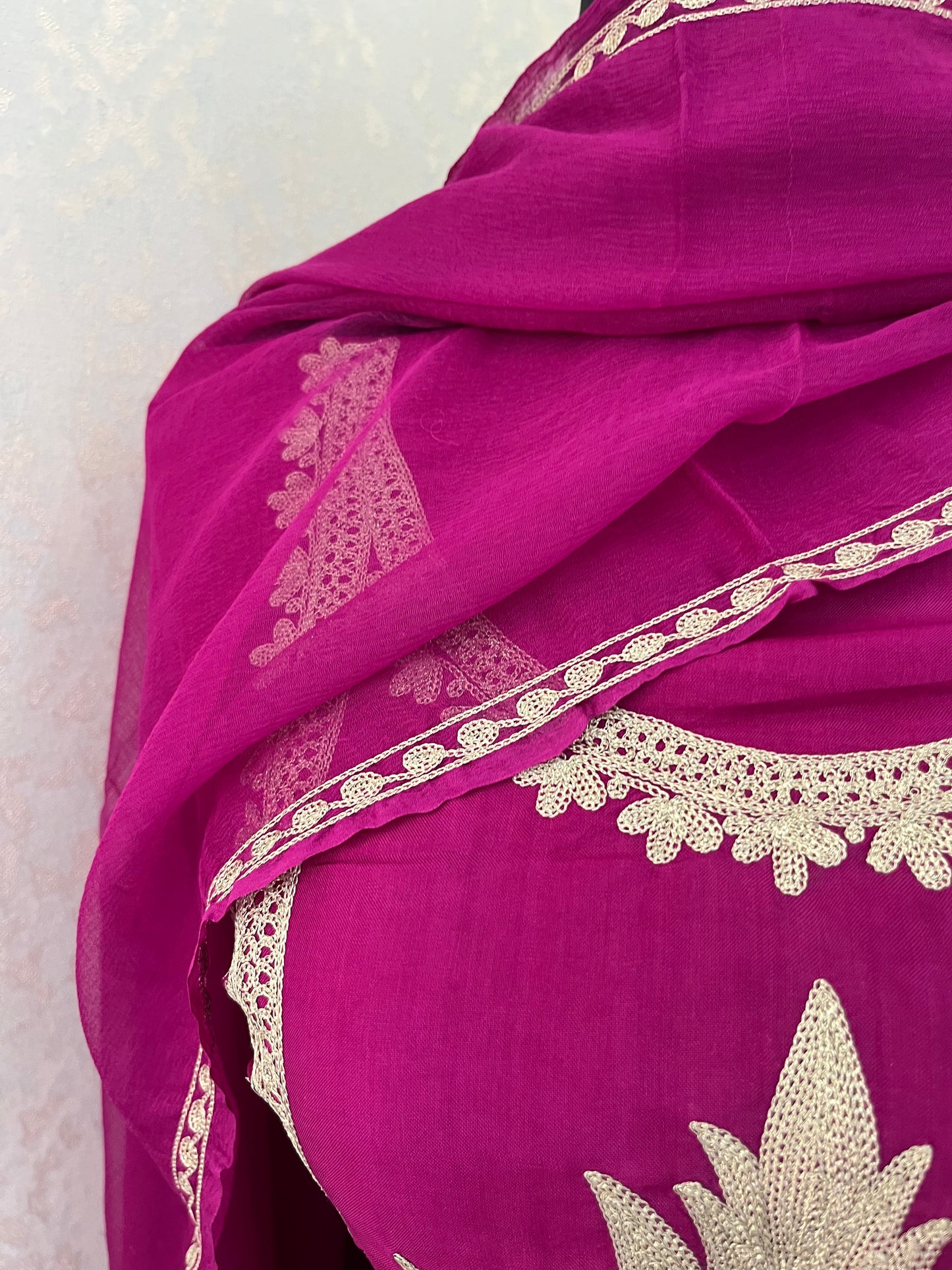 Hot pink  Sanam Tilla Embroidered Suit material