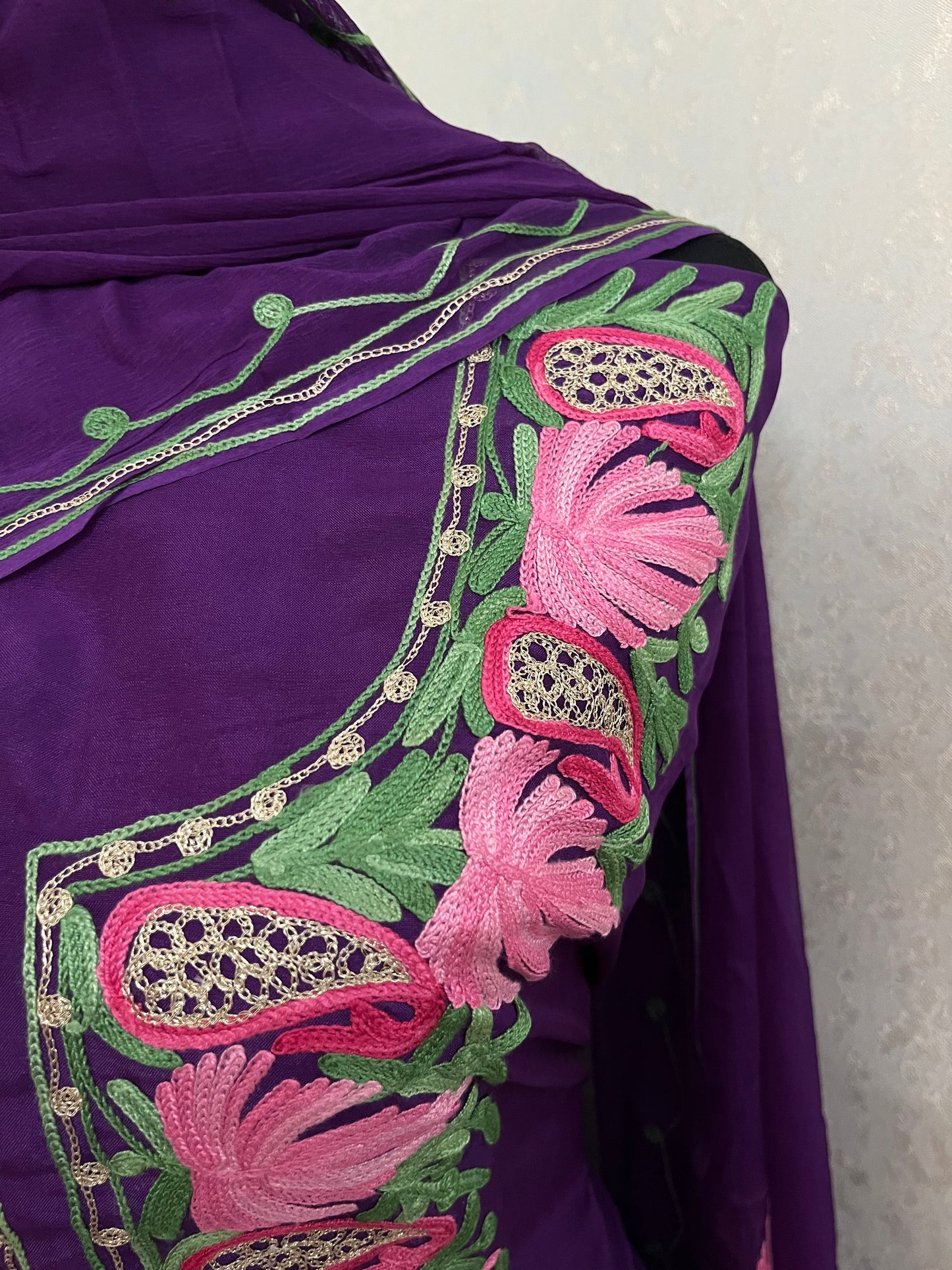 Purple Opada Silk Kashmiri Suits