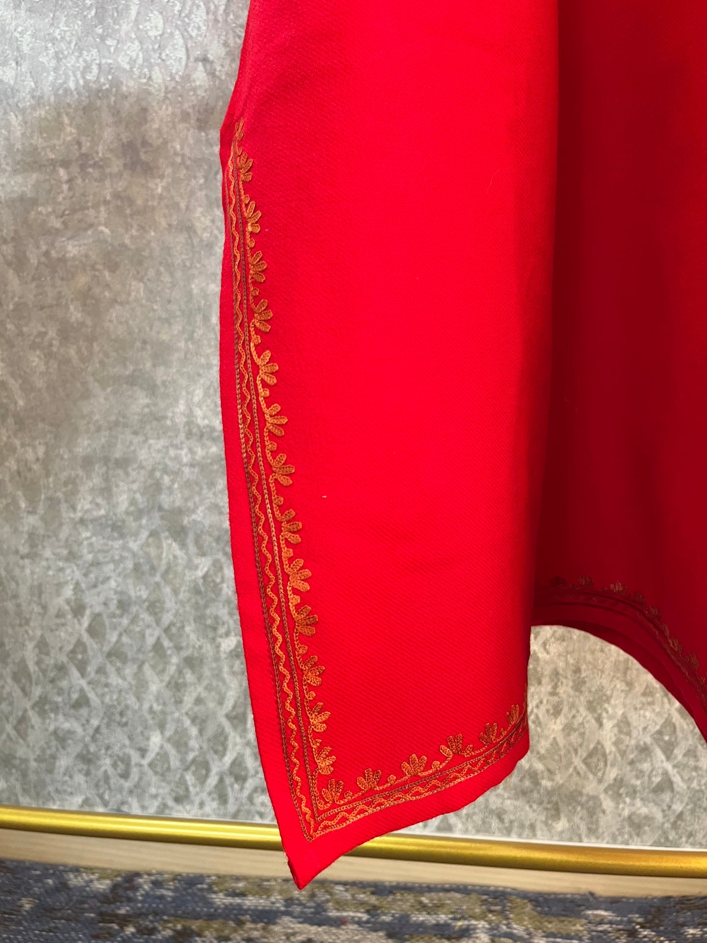 Red Aari Embroidered Wool Pheran