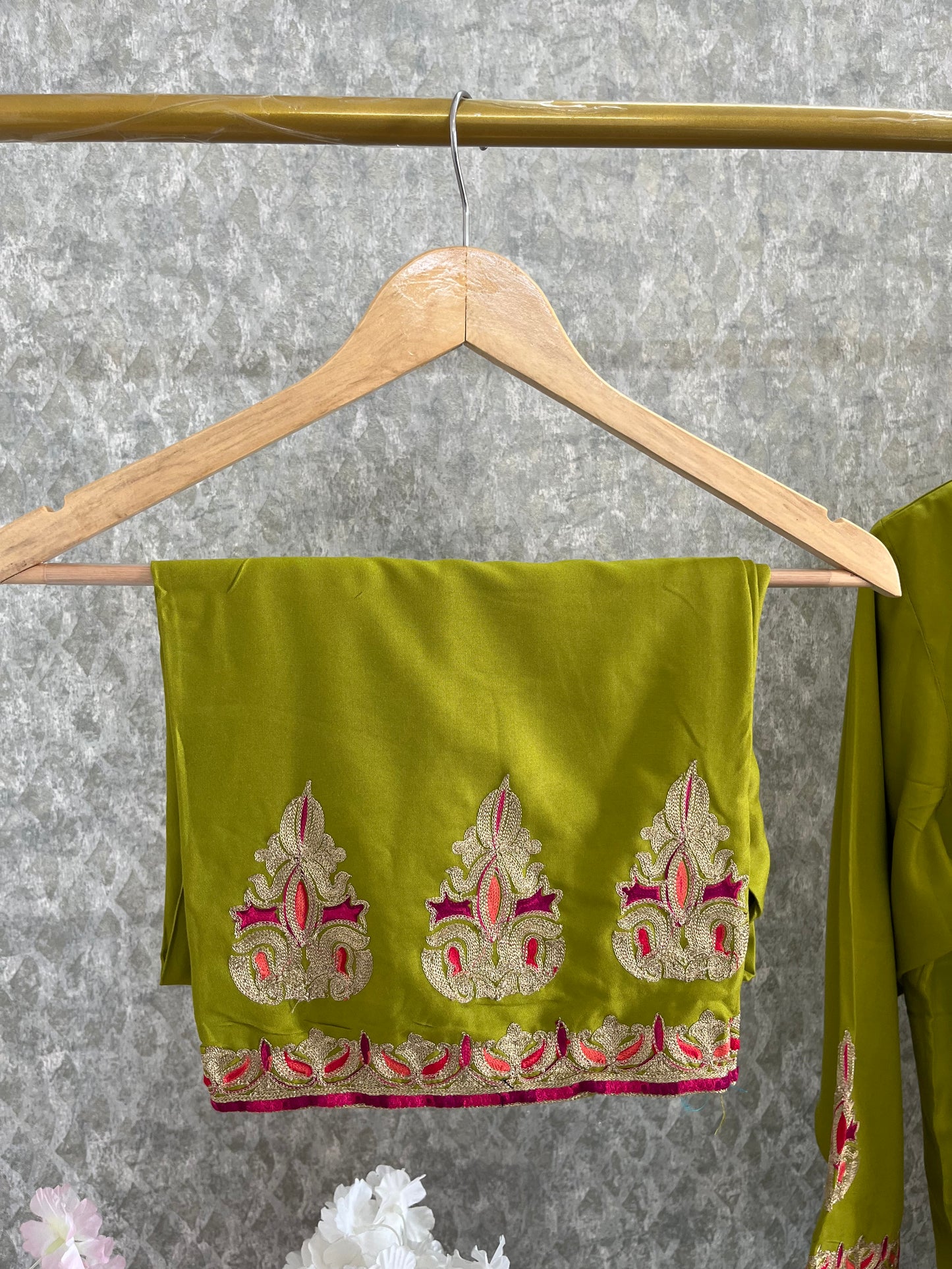 Heena Green Cotton Stitched Co-ord Set( 44)