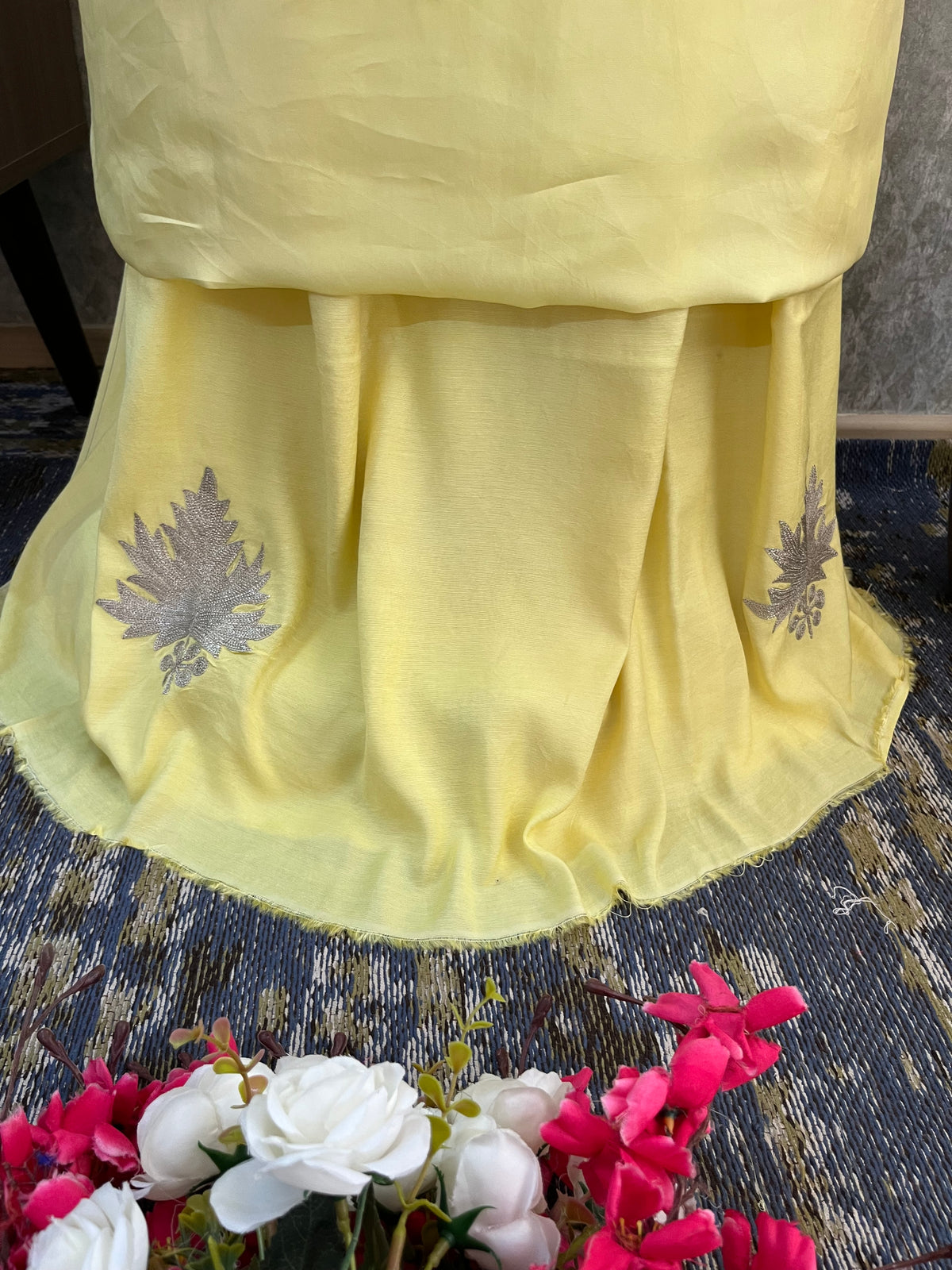 Lemon Yellow Sanam’ Tilla Kashmiri Silk Suit