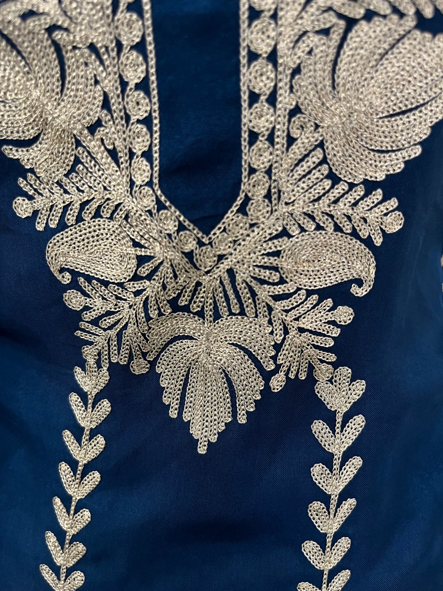 Sanam’ Royal Blue Silk Tilla Embroidered Suit material