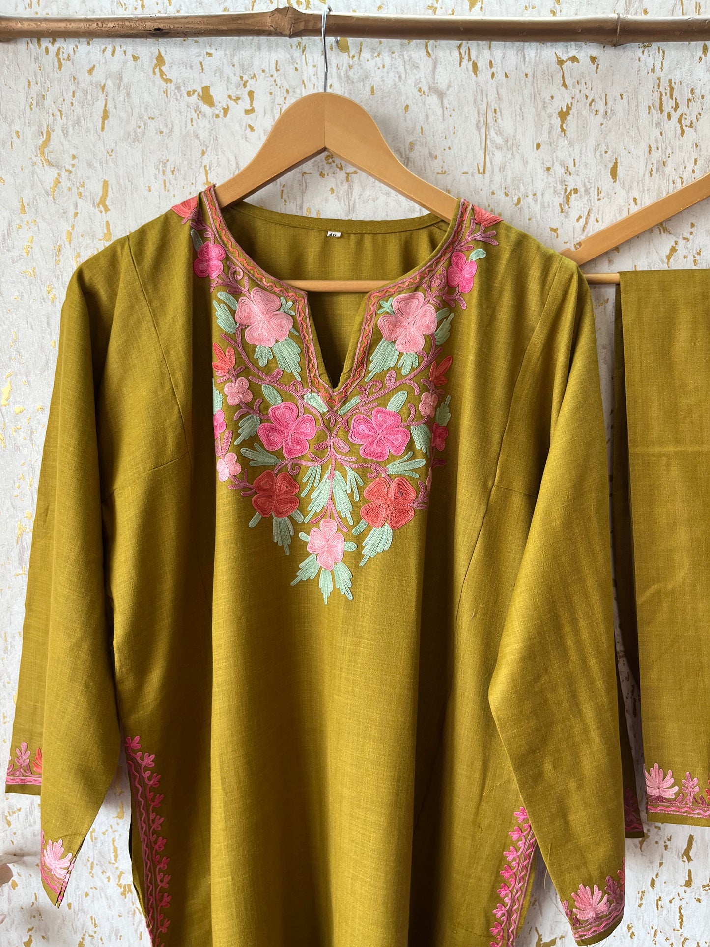 Henna Color Cotton Pheran Set (Free Size)