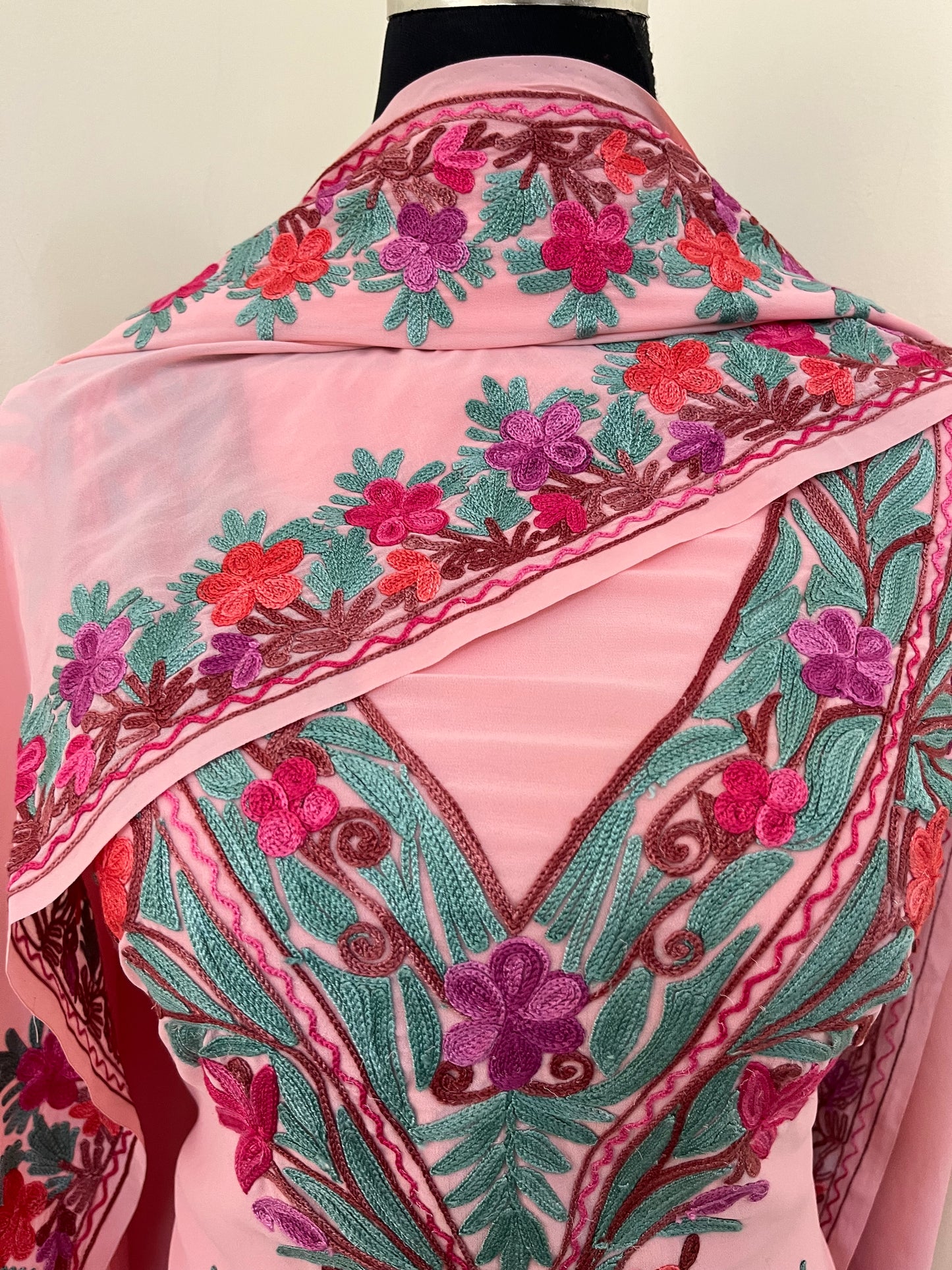 Soft Pink Georgette 3 Pc Kashmiri Suit