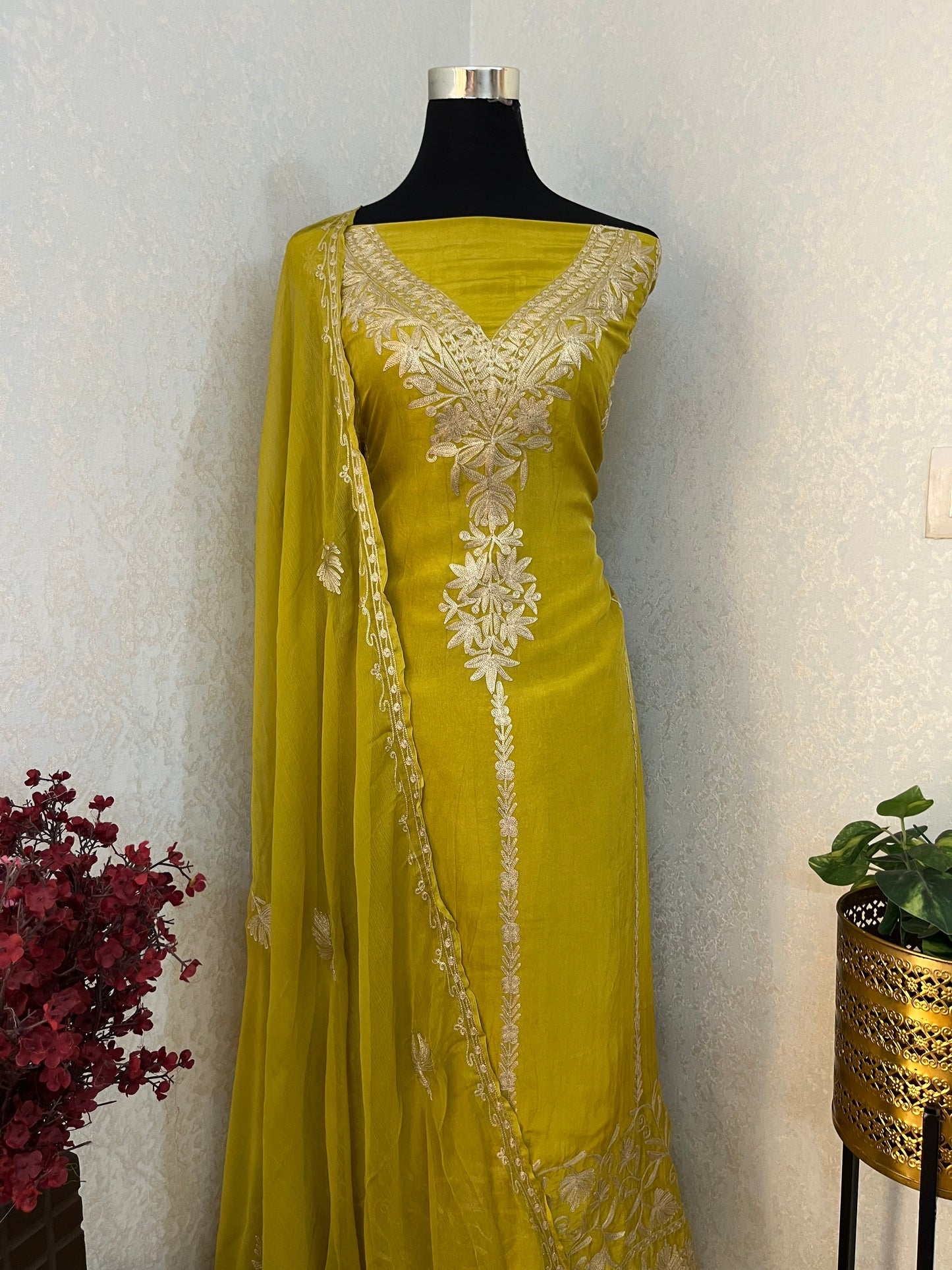 Green Tilla Kashmiri Silk Suit