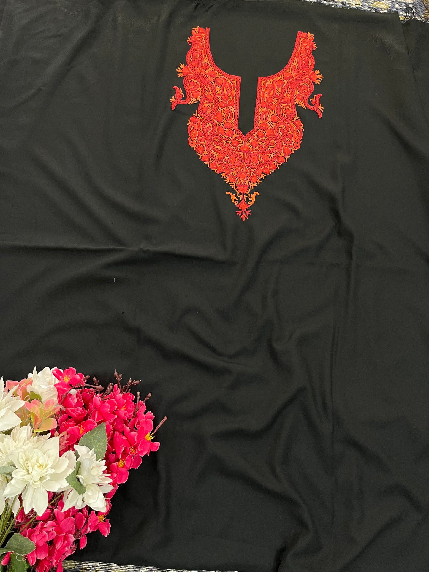 Black Cotton Cord Set (Hand Embroidered)