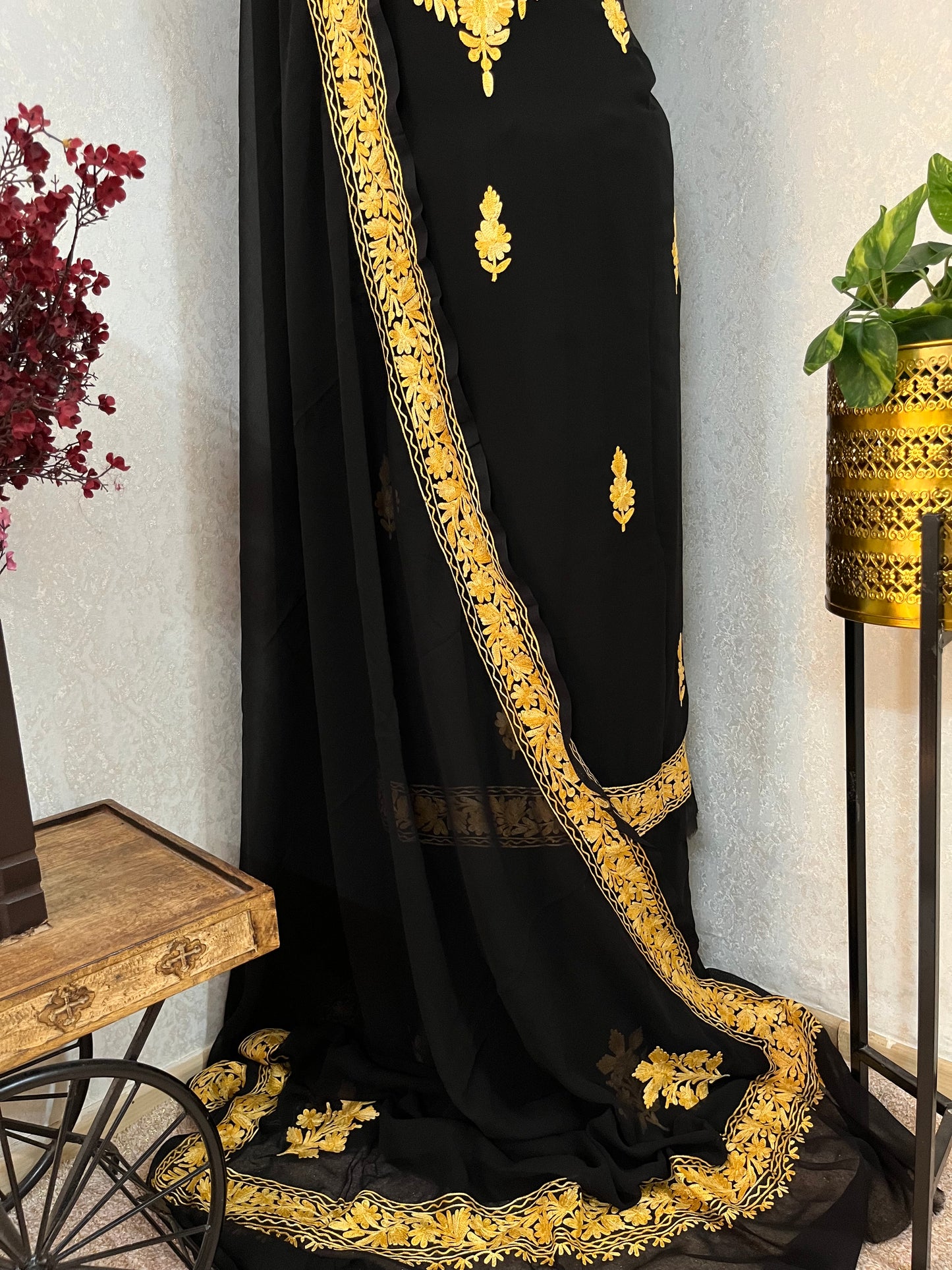 Georgette Black 3 Pc Aari Embroidered Suit Set