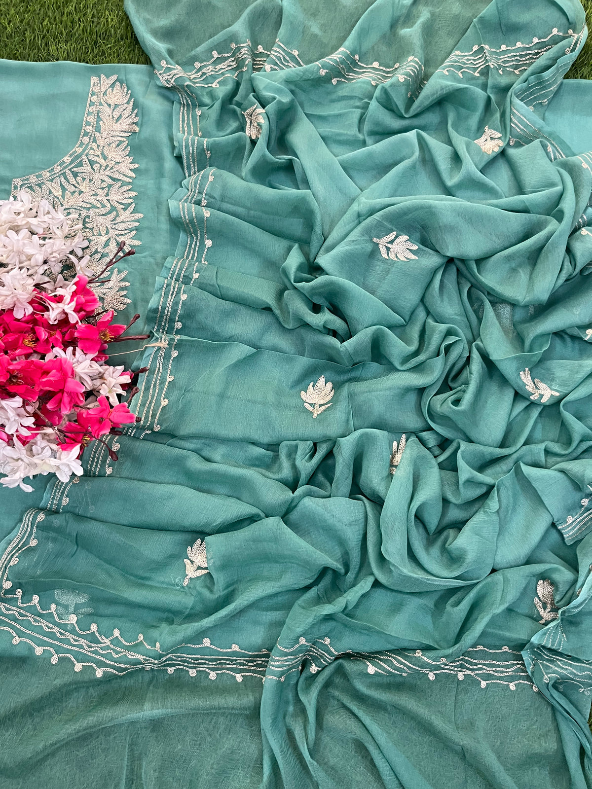 Green Silk Tilla Kashmiri Suit