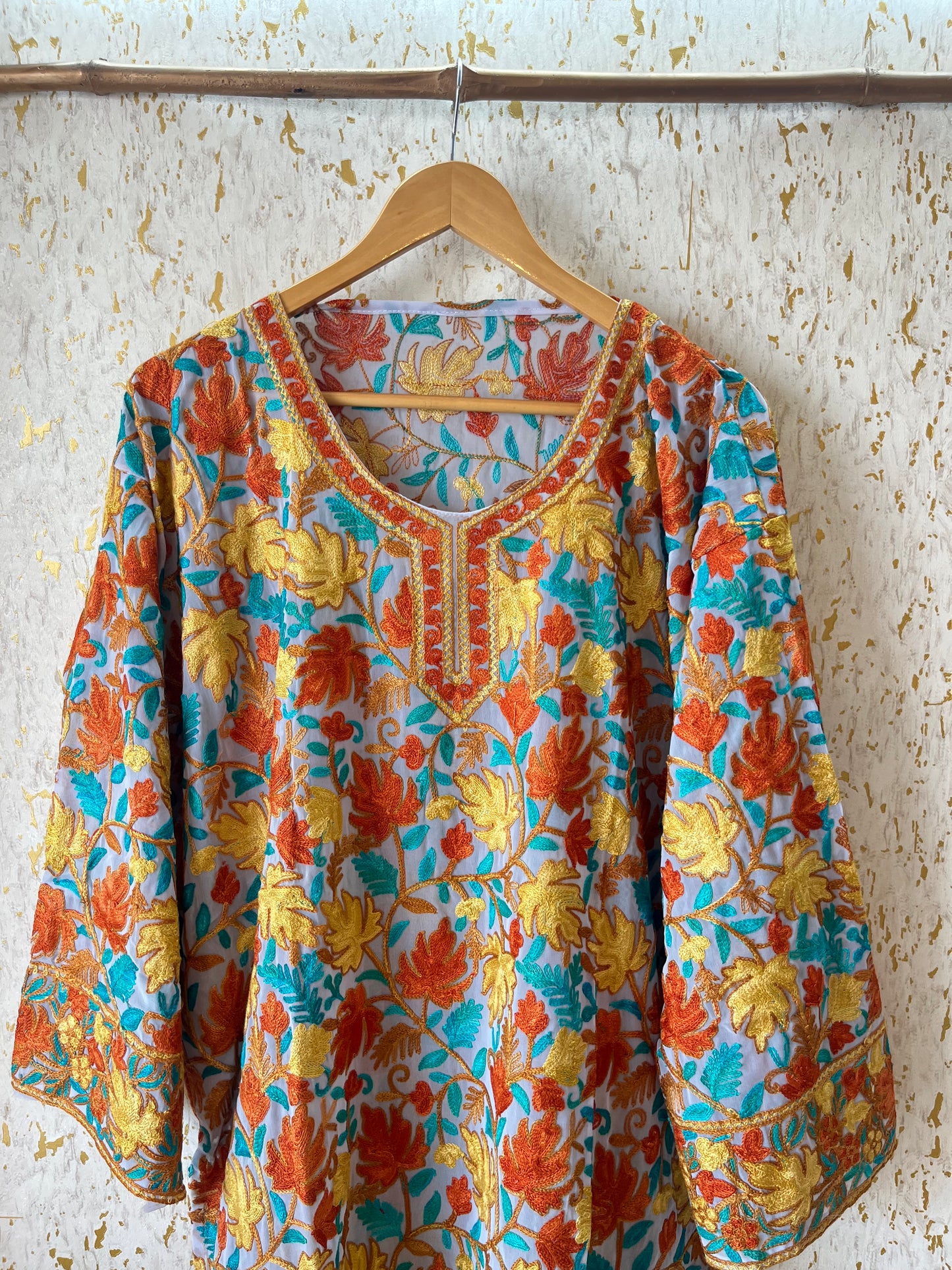 Grey Georgette Jaal Work (Front & Back) Aari Embroidered Stitch