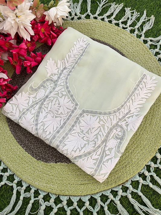 Mint Green Georgette Kashmiri Kurta Material