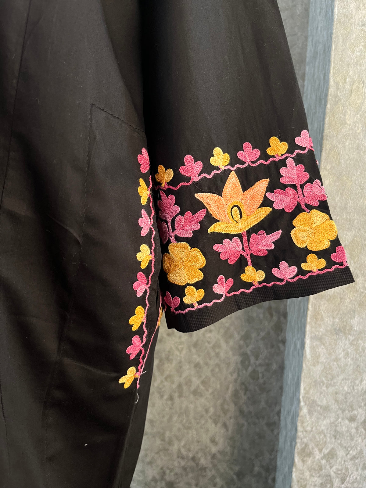 Black Cotton Front Jaal Pheran Set  Size(44)